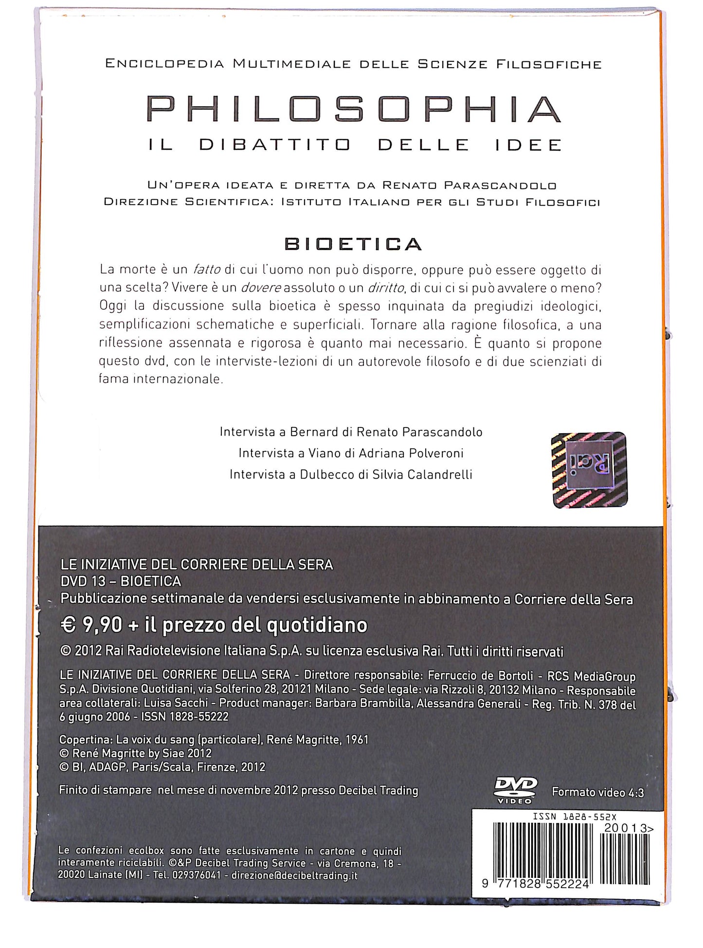 EBOND Philosophia Vol.13 - Bioetica EDITORIALE DIGIPACK DVD D666263