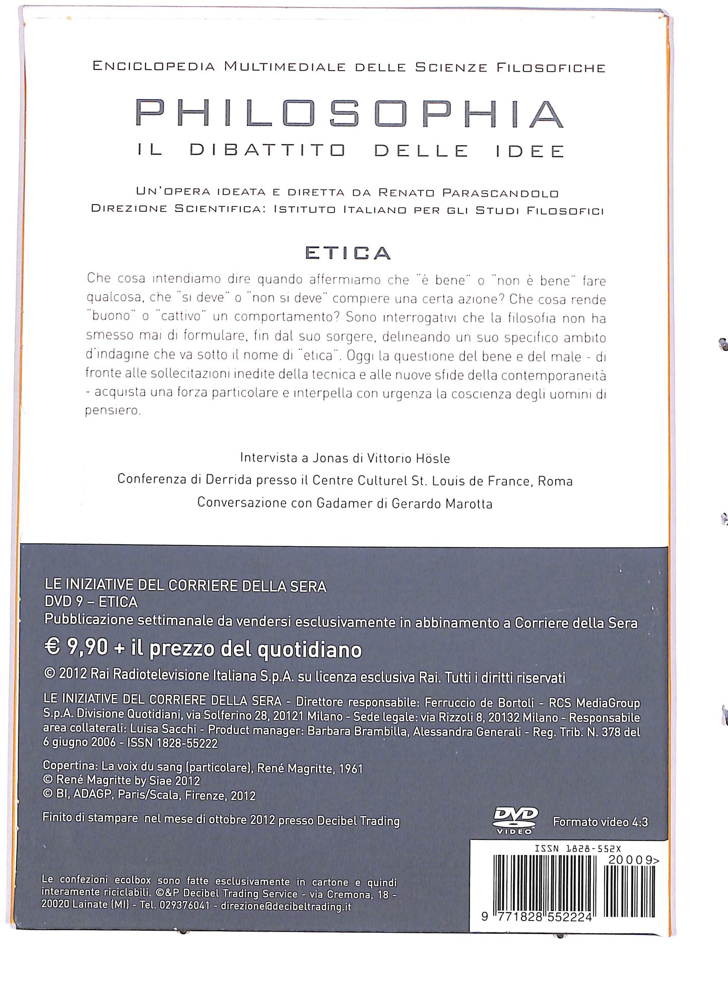EBOND Philosophia Vol.9 - Etica EDITORIALE DIGIPACK DVD D666305
