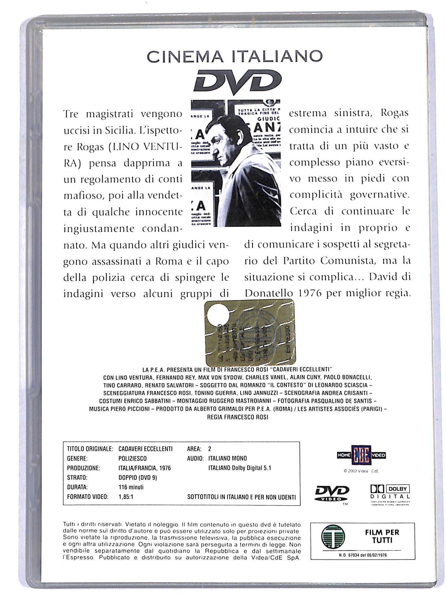 EBOND Cadaveri eccellenti  EDITORIALE DVD D667834