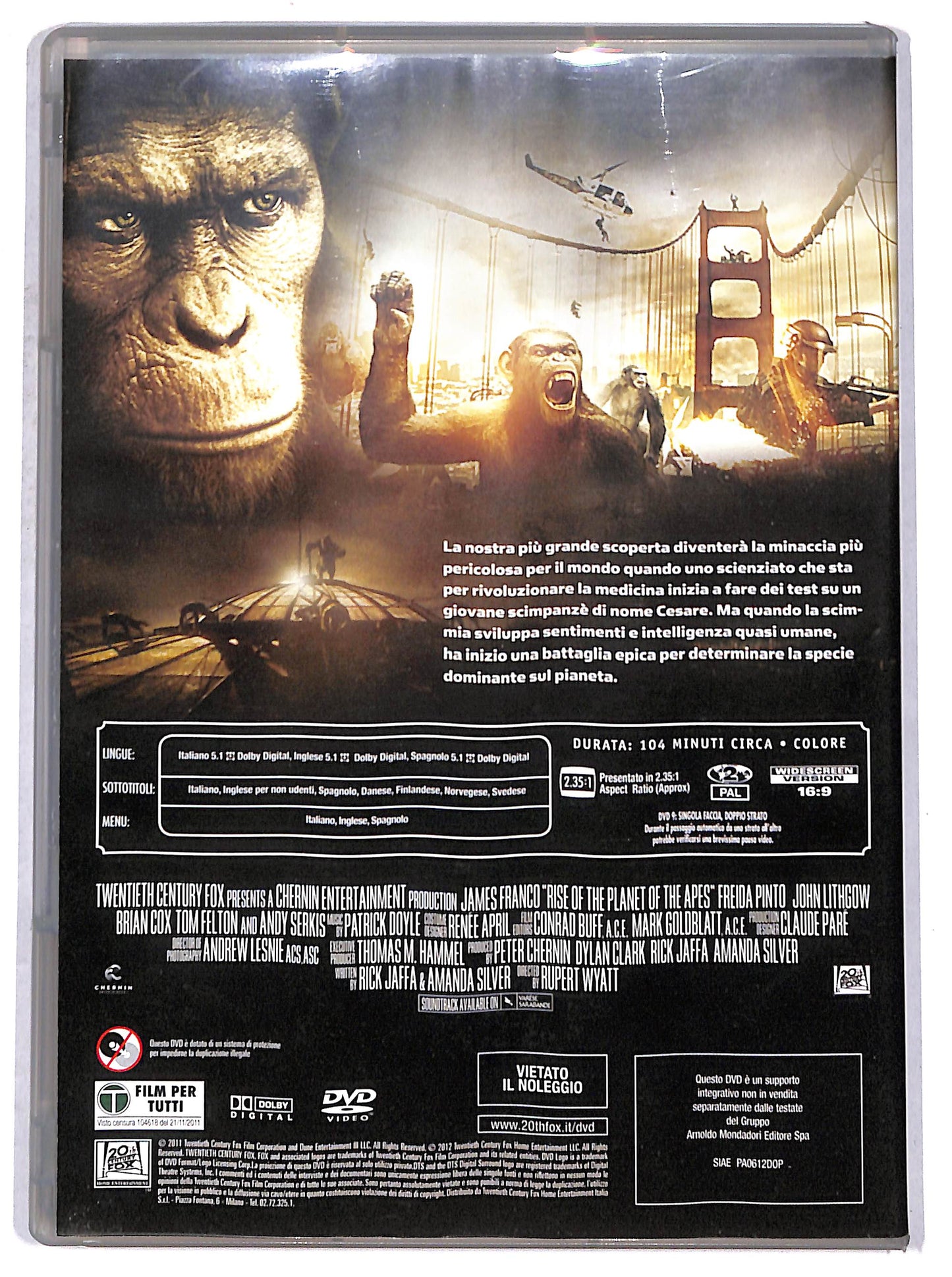 EBOND L'alba del pianeta delle scimmie  EDITORIALE DVD D668158