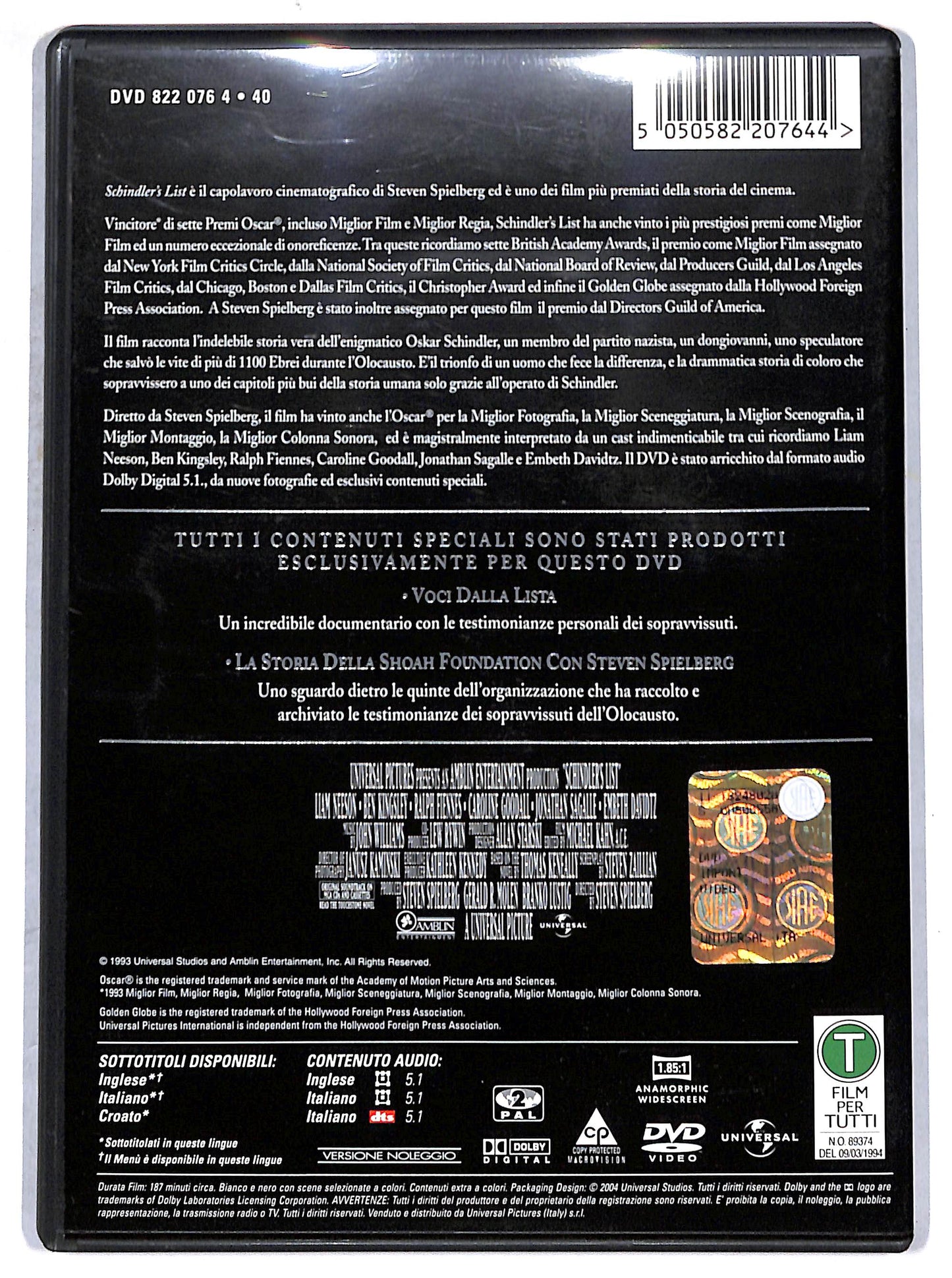 EBOND schindler's list  NOLEGGIO DVD D672440