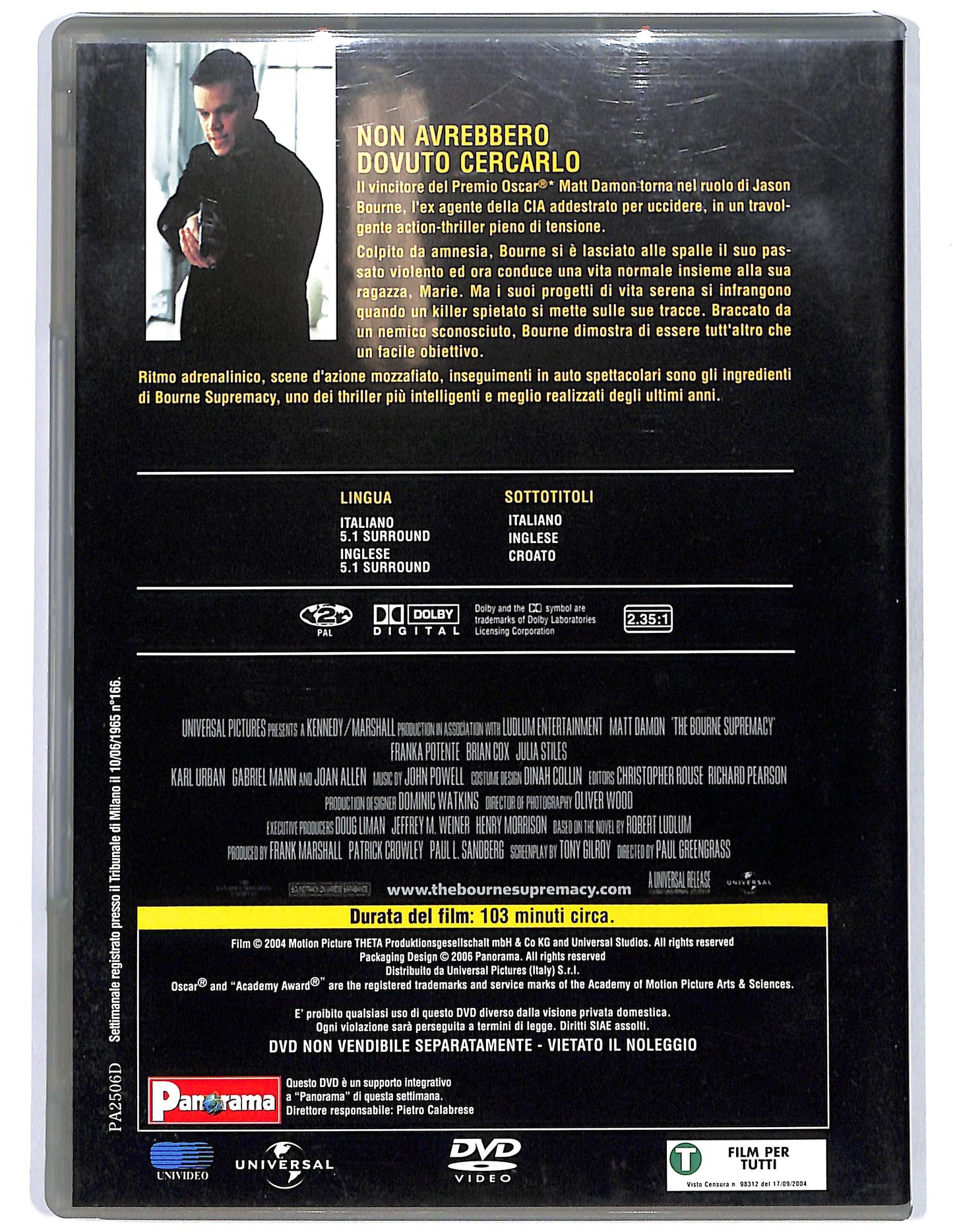 EBOND The Bourne Supremacy EDITORIALE DVD D678849