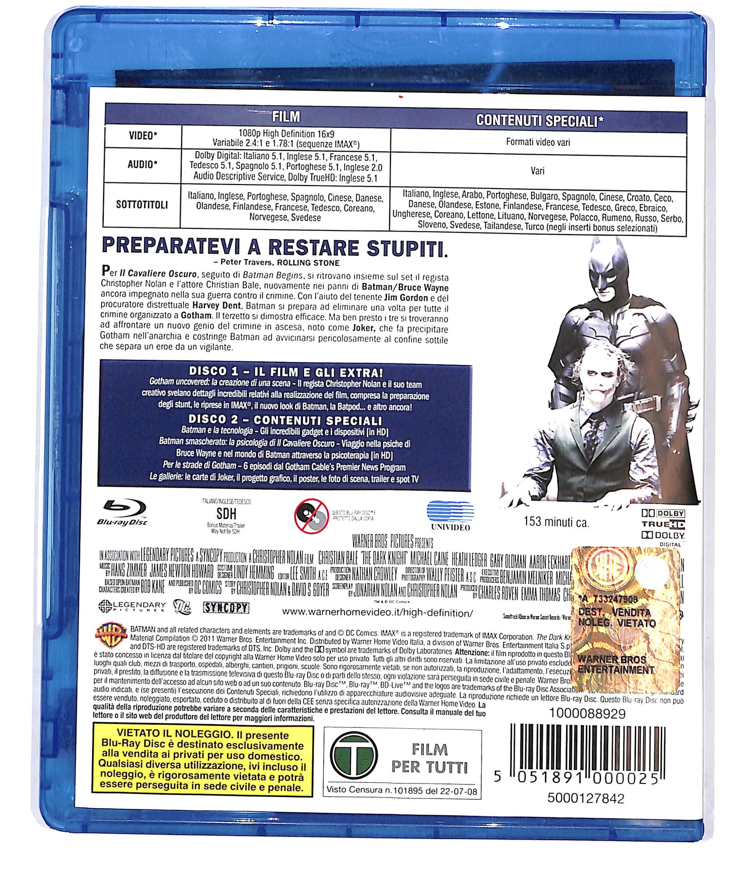 EBOND Il Cavaliere Oscuro  Edizione 2 dischi BLURAY D683431