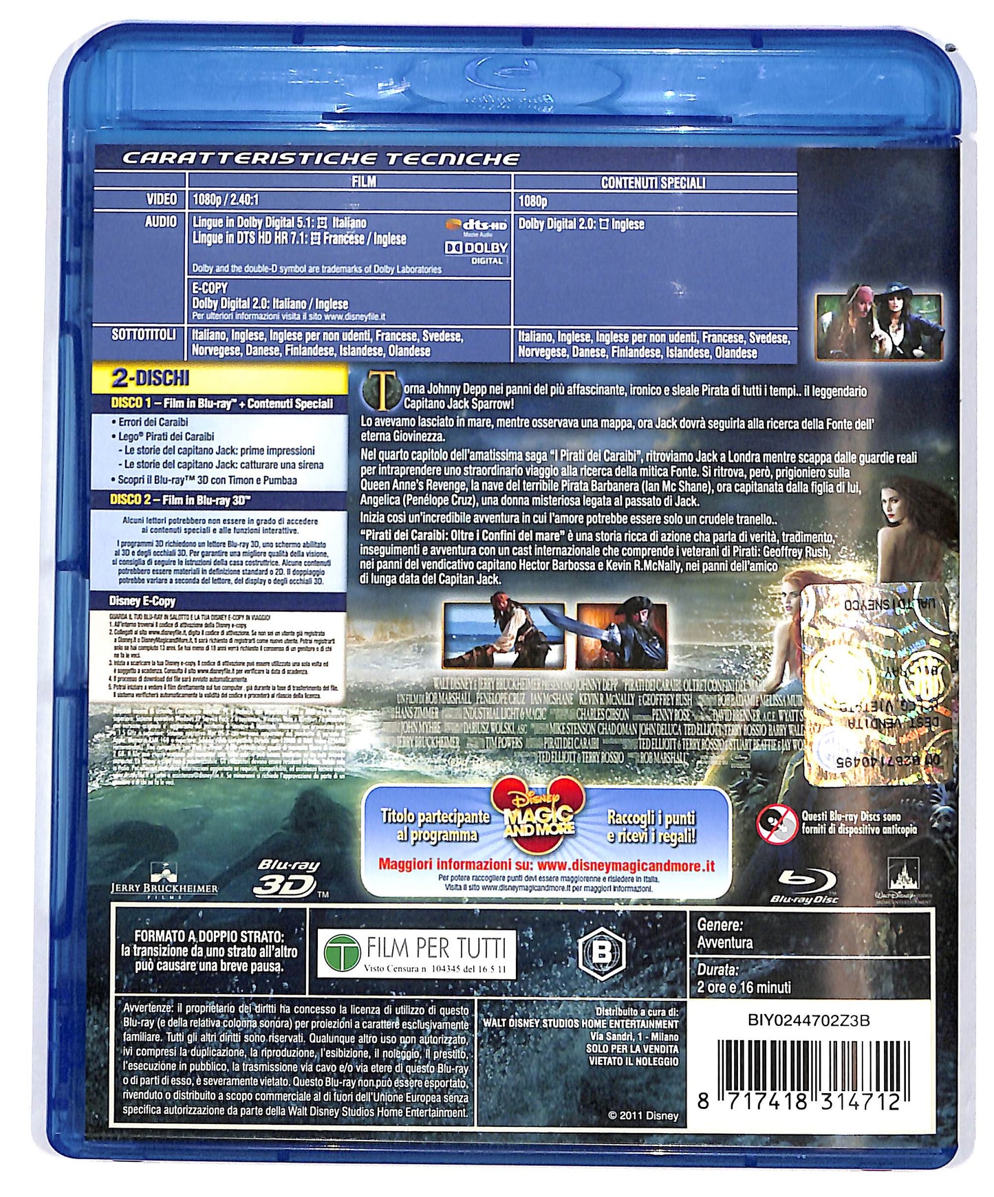 EBOND Pirati dei Caraibi Oltre i confini del mare 3D + E-COPY + BLURAY D685816