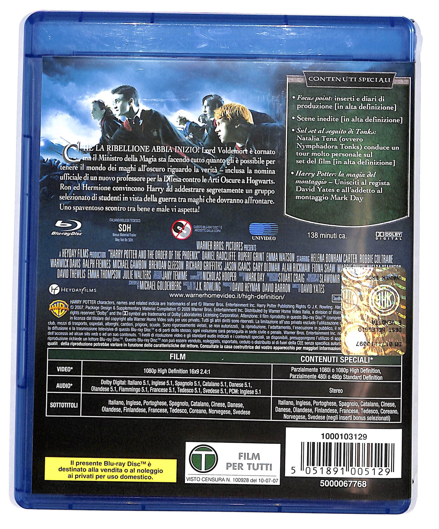 EBOND Harry Potter e l'ordine della fenice BLURAY D685845