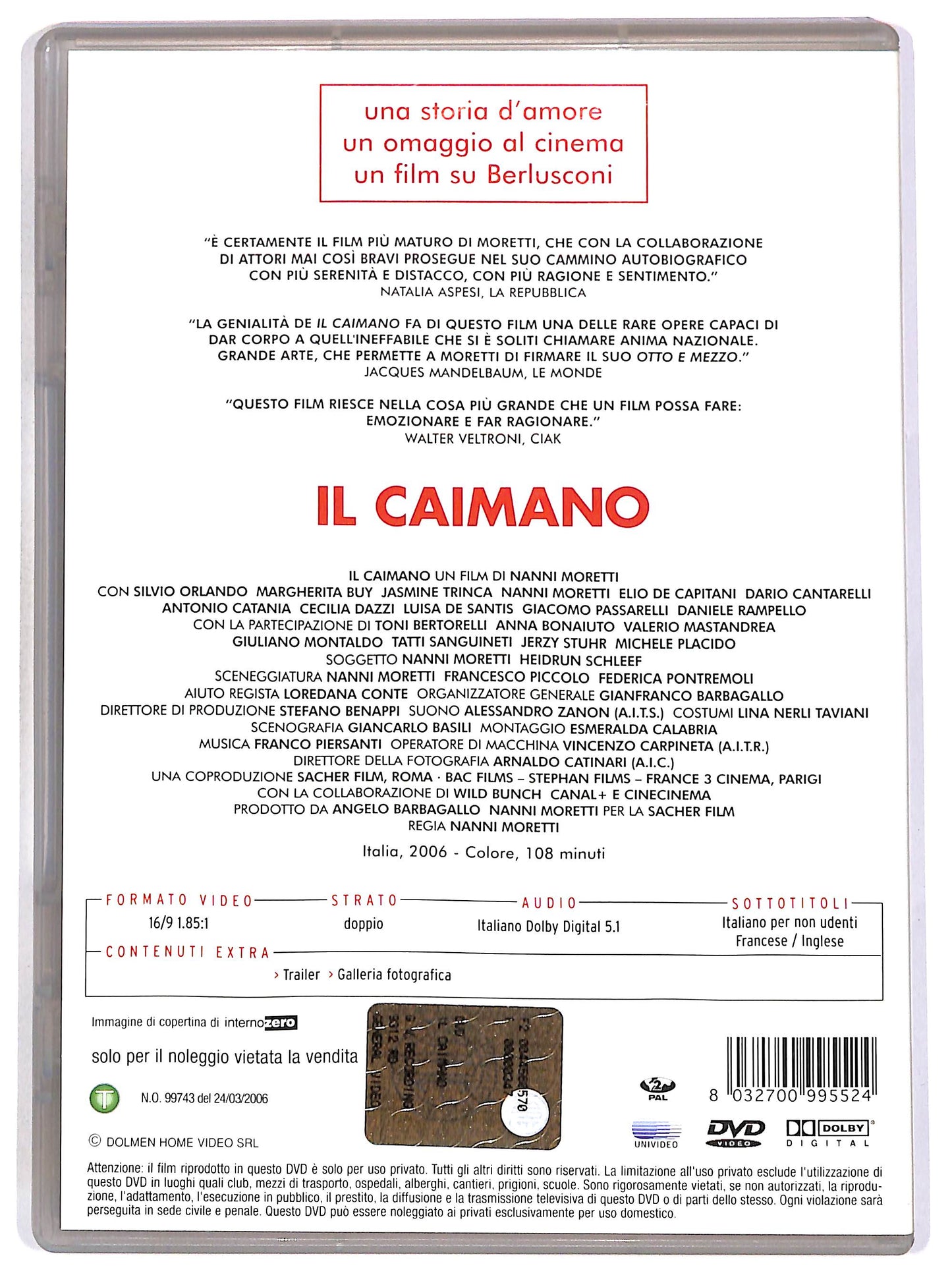 EBOND Il caimano NOLEGGIO DVD D690326