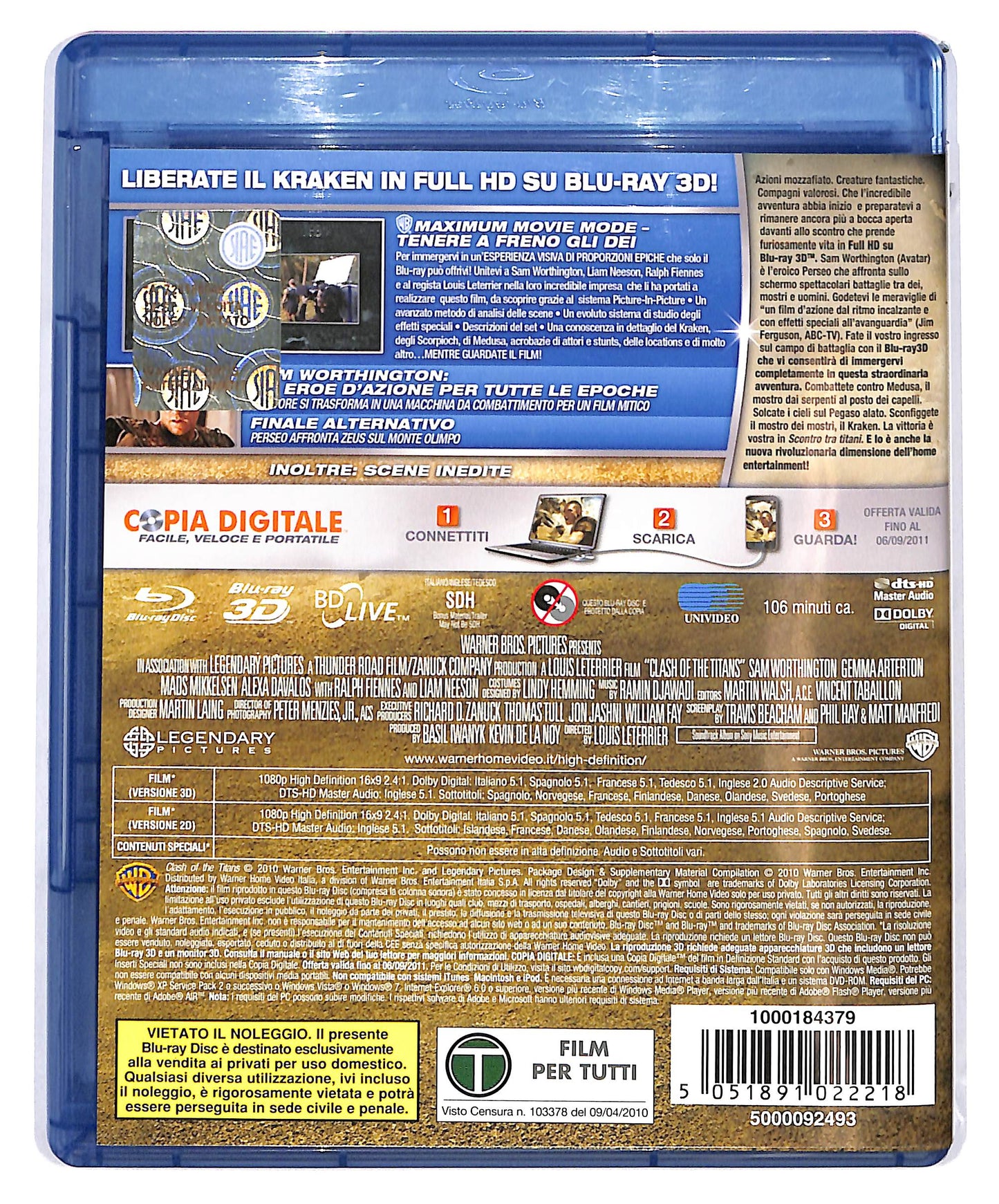 EBOND Scontro Tra Titani BLURAY 3D (no copia digitale) + BLURAY D691713