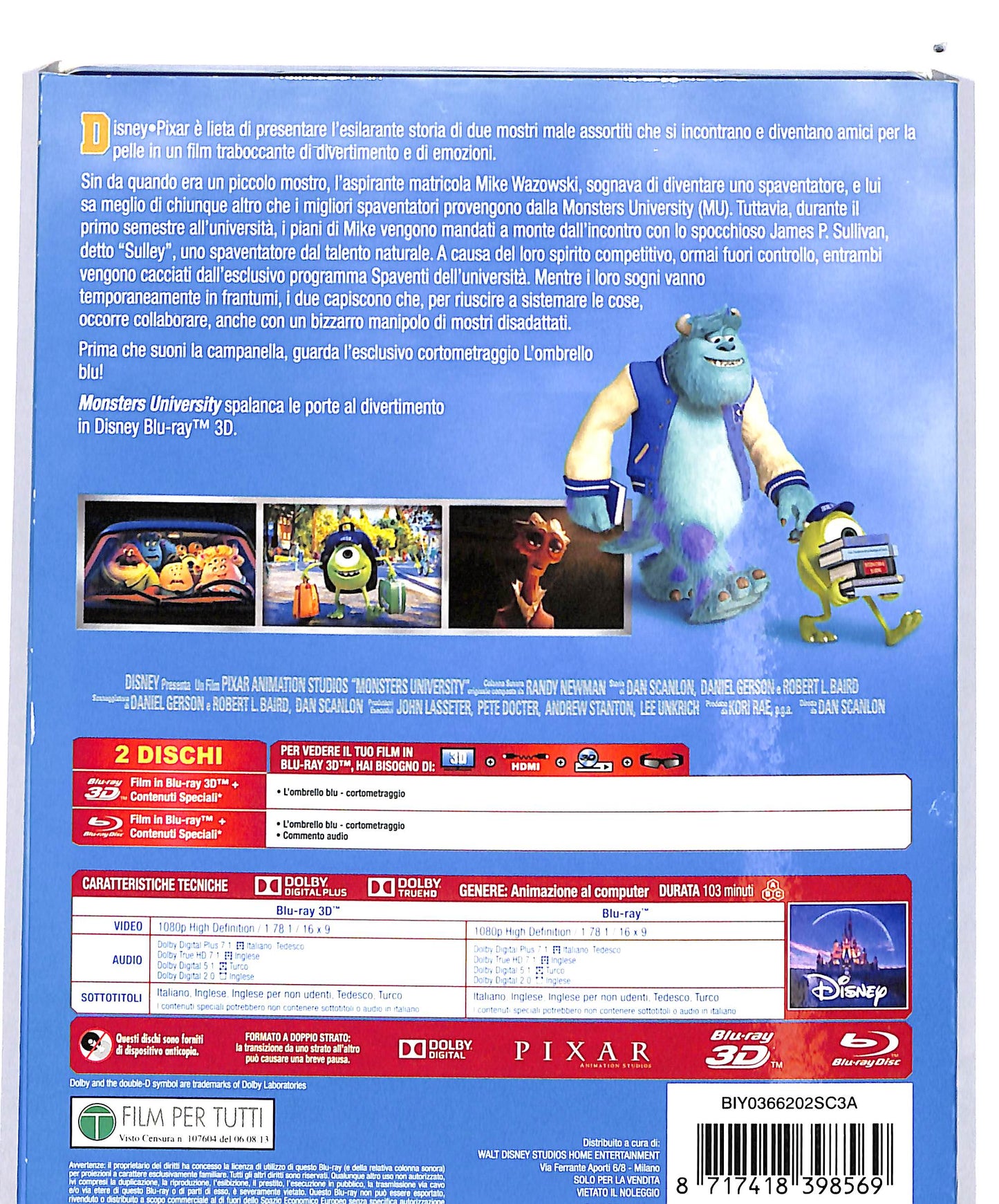 EBOND Monsters University BLURAY 3D + BLURAY D692057