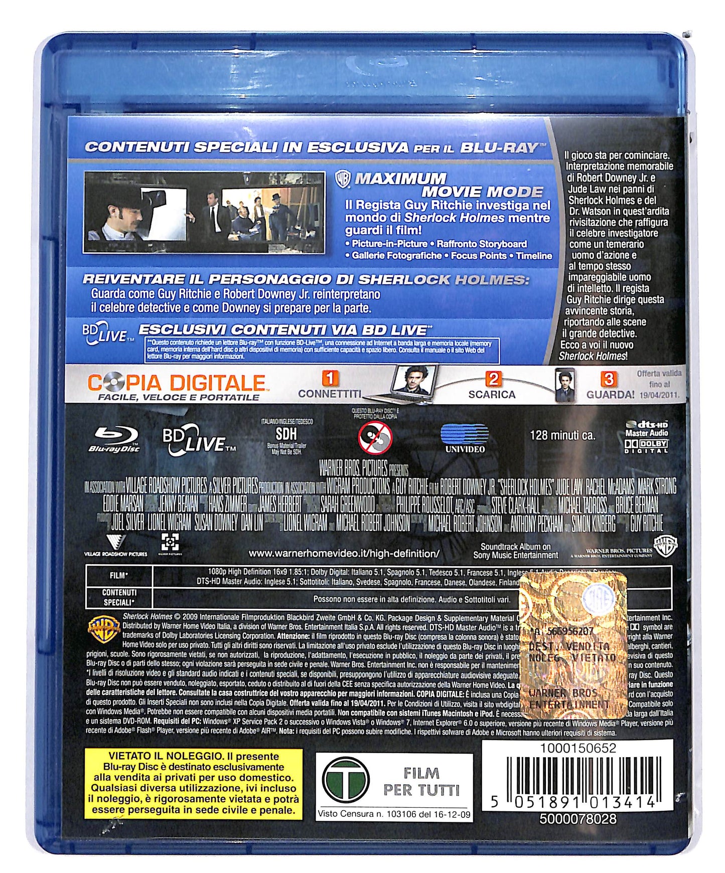 EBOND Sherlock Holmes ( No Copia Digitale)+ DVD + BLURAY D692221