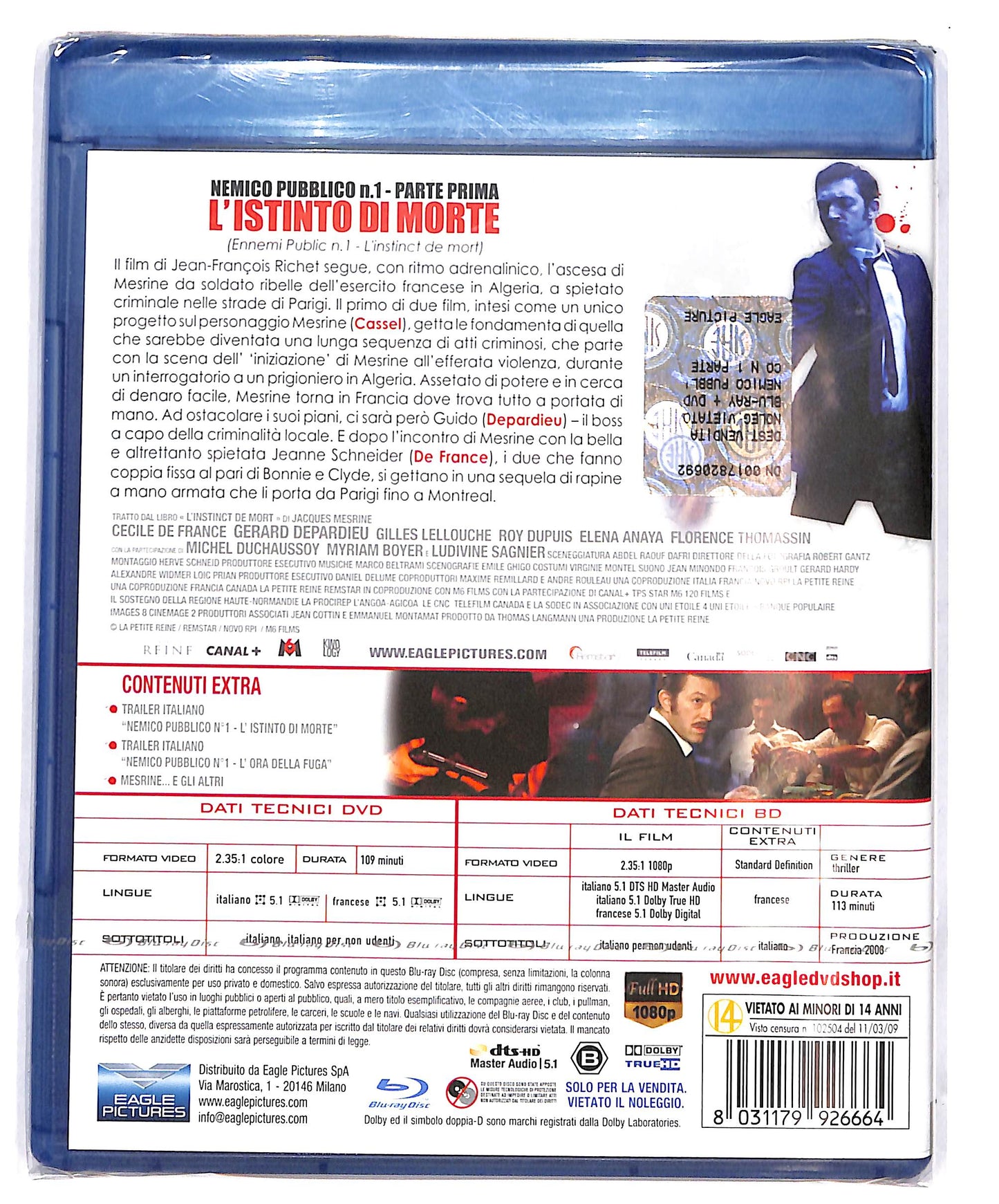 EBOND Nemico pubblico n.1 - Parte prima - L'istinto di morte  BLURAY D694356