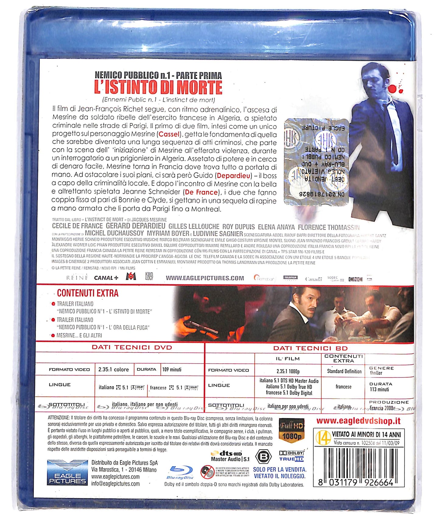 EBOND Nemico pubblico n.1 - Parte prima - L'istinto di morte  BLURAY D695741