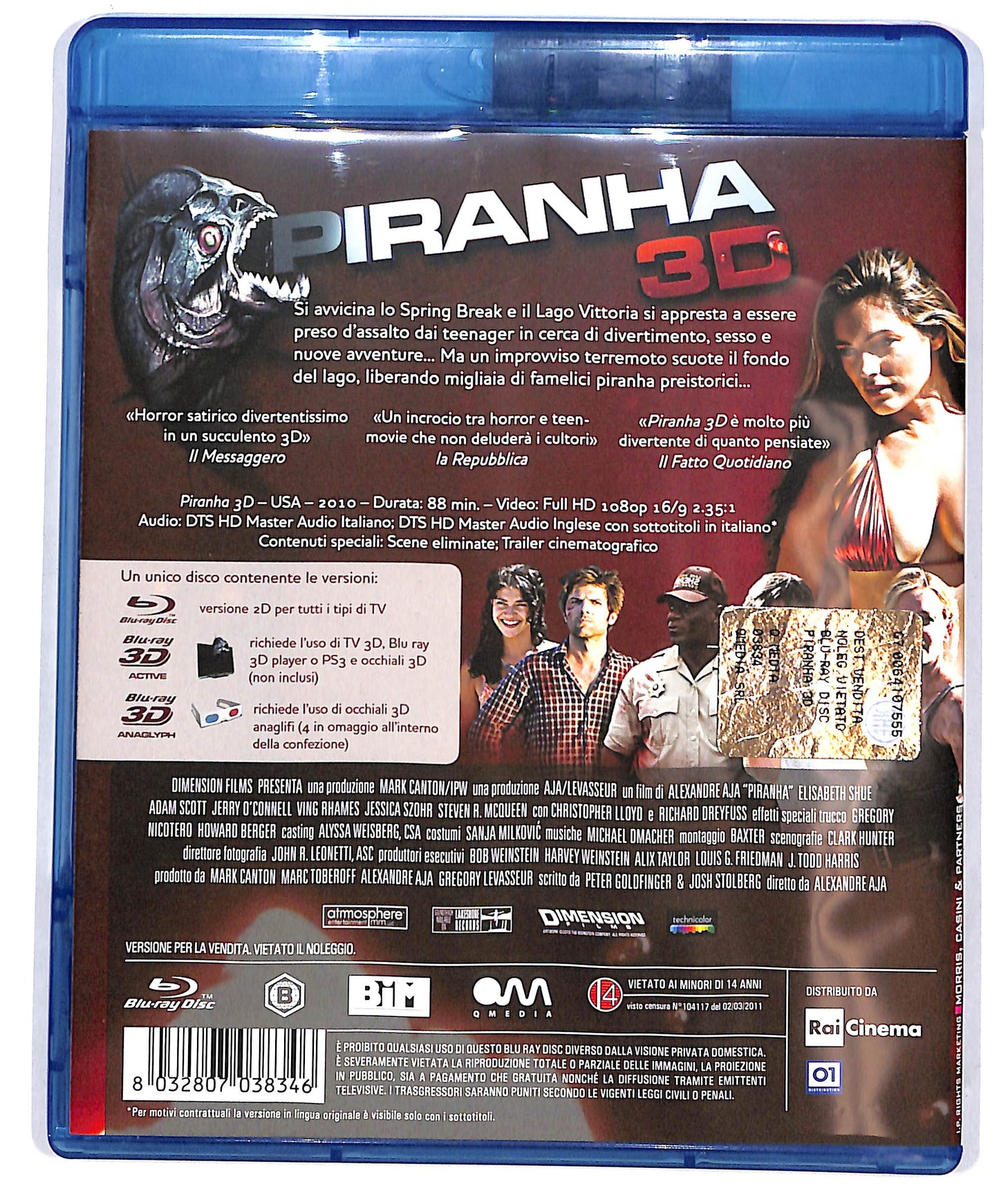 EBOND Piranha 3D BLURAY 2D + 3D ACTIVE + 3D ANAGLYPH BLURAY D695906