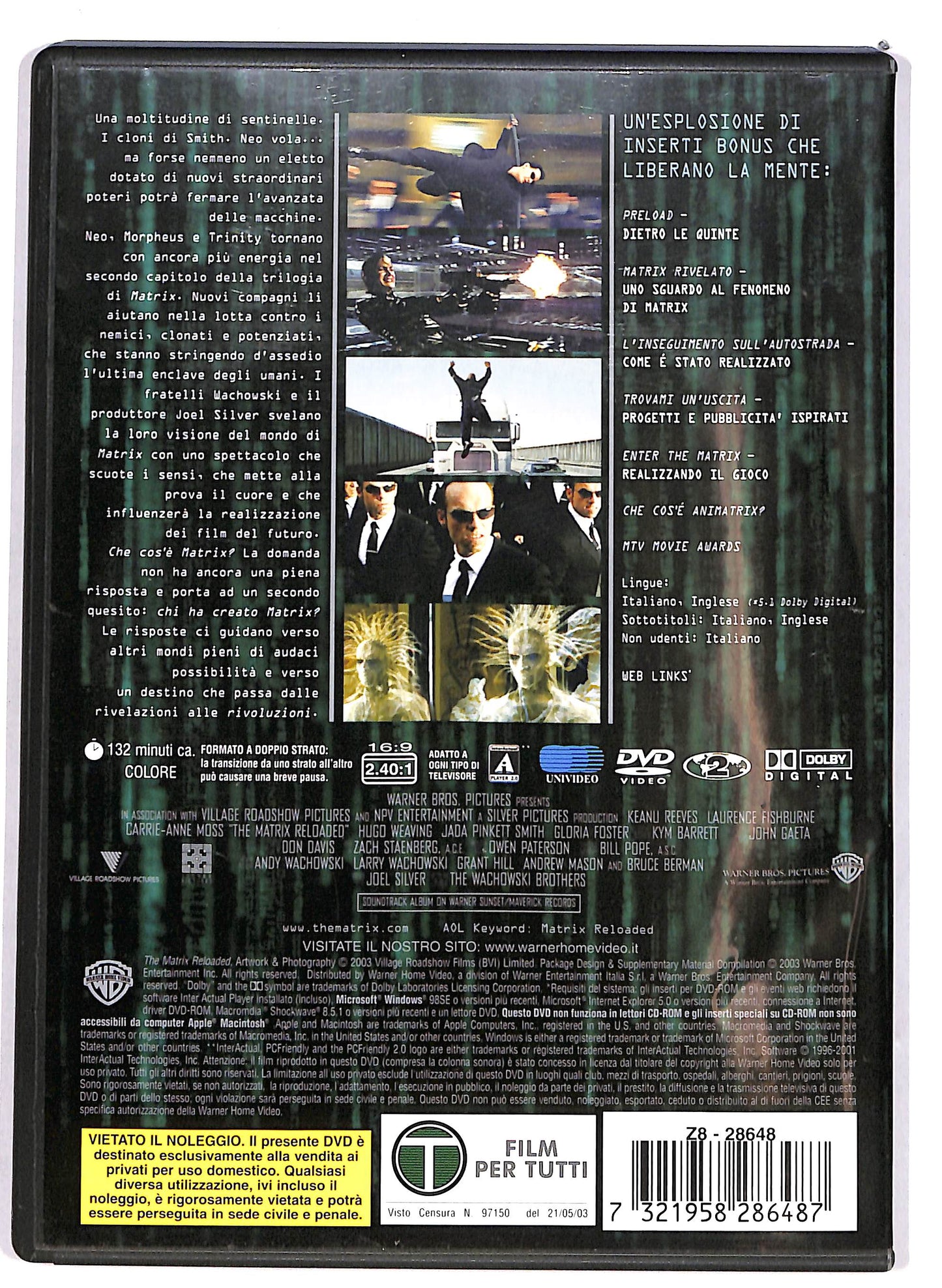 EBOND The Matrix Reloaded  (2 dischi) DVD D696546
