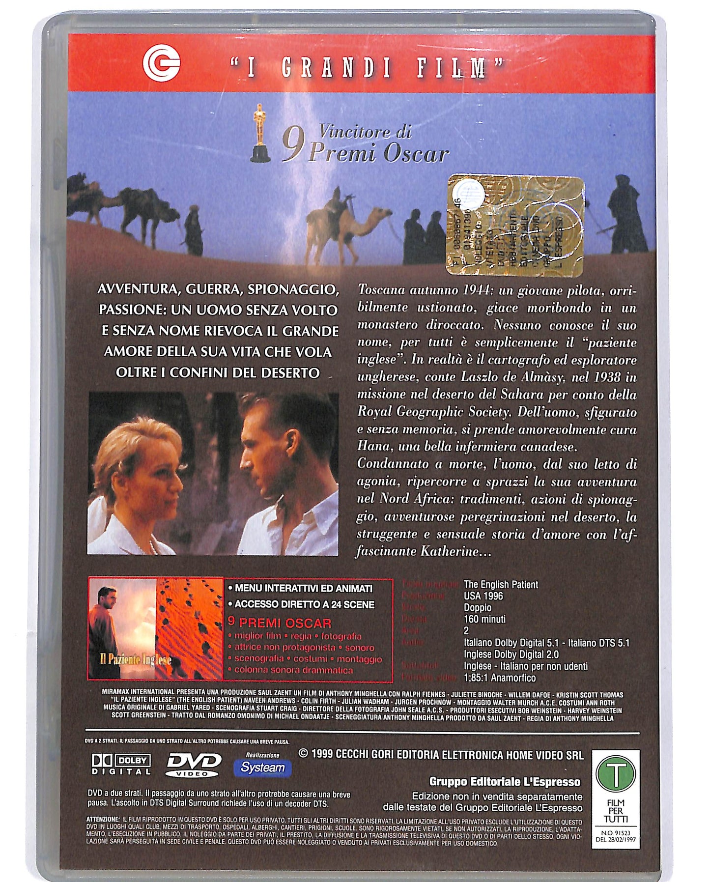 EBOND Il paziente inglese EDITORIALE DVD D697639