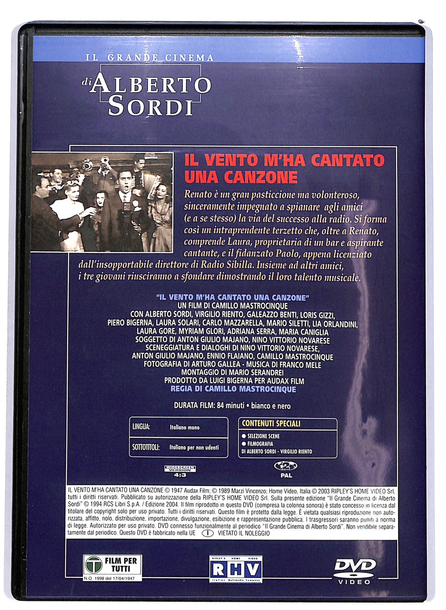 EBOND Alberto Sordi - Il vento m'ha cantato una canzone EDITORIALE DVD D698656