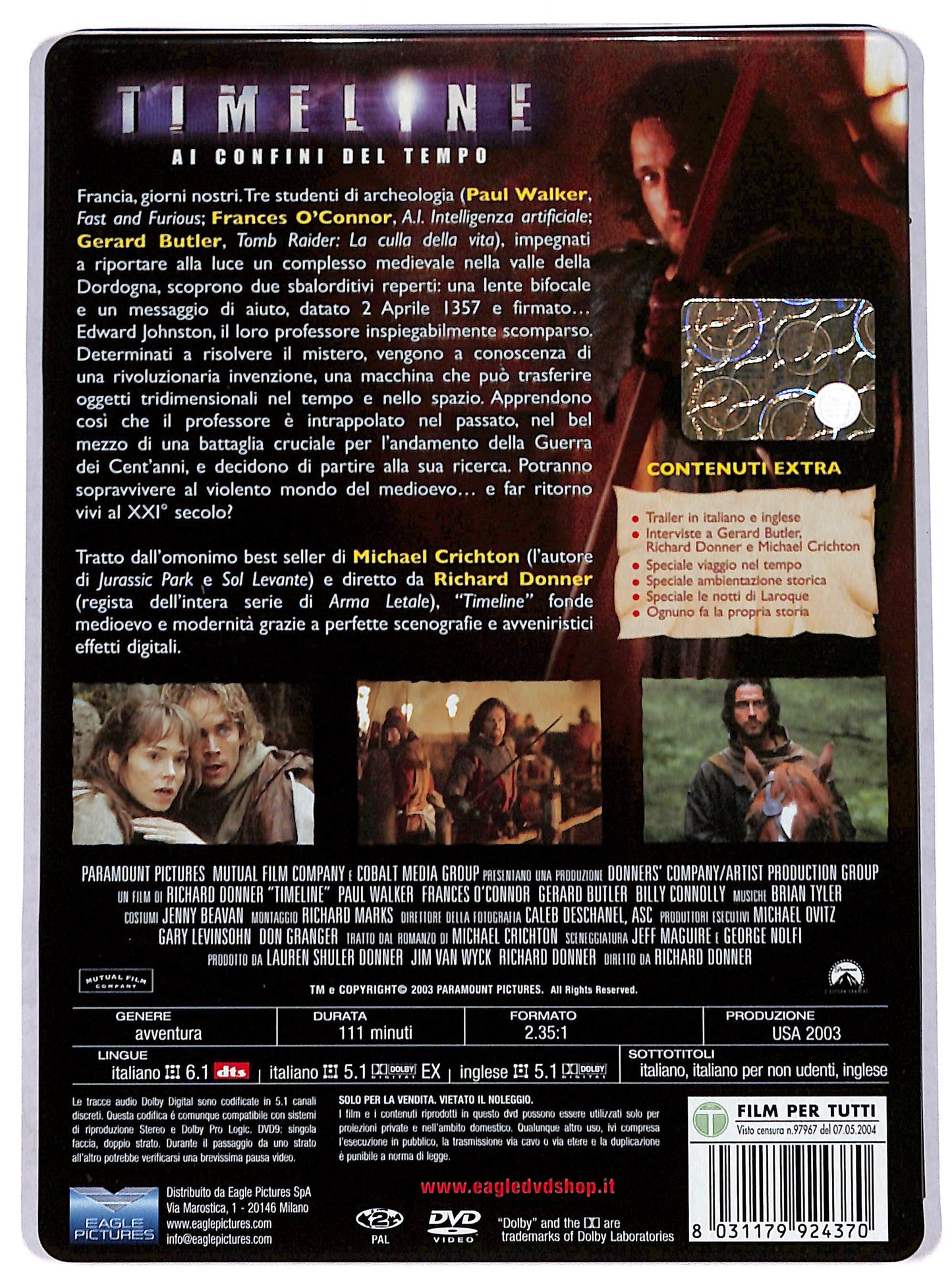 EBOND timeline - ai confini del tempo  STEELBOOK DVD D700341