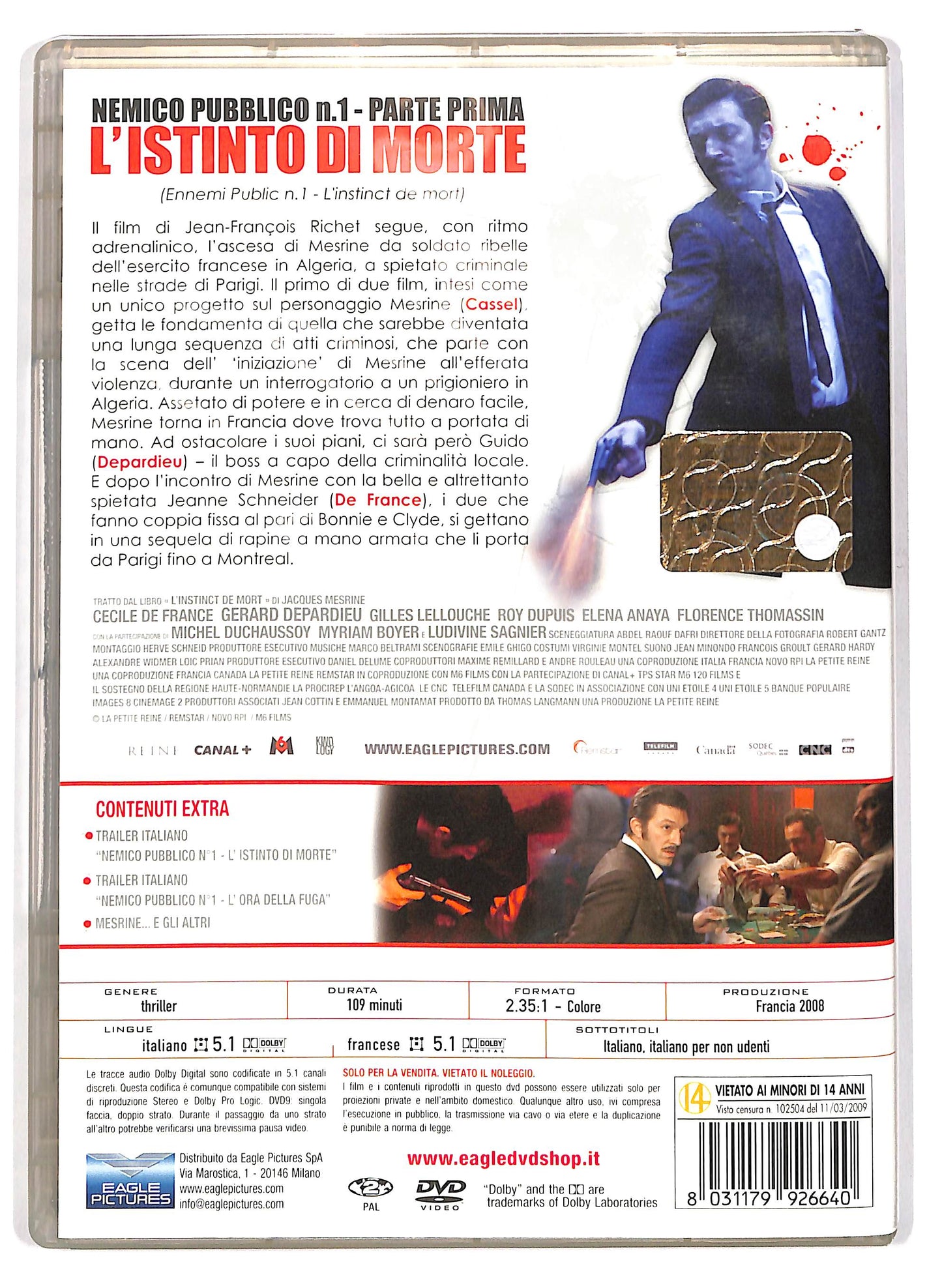 EBOND Nemico pubblico n.1 - Parte prima: L' istinto di morte  DVD D702525