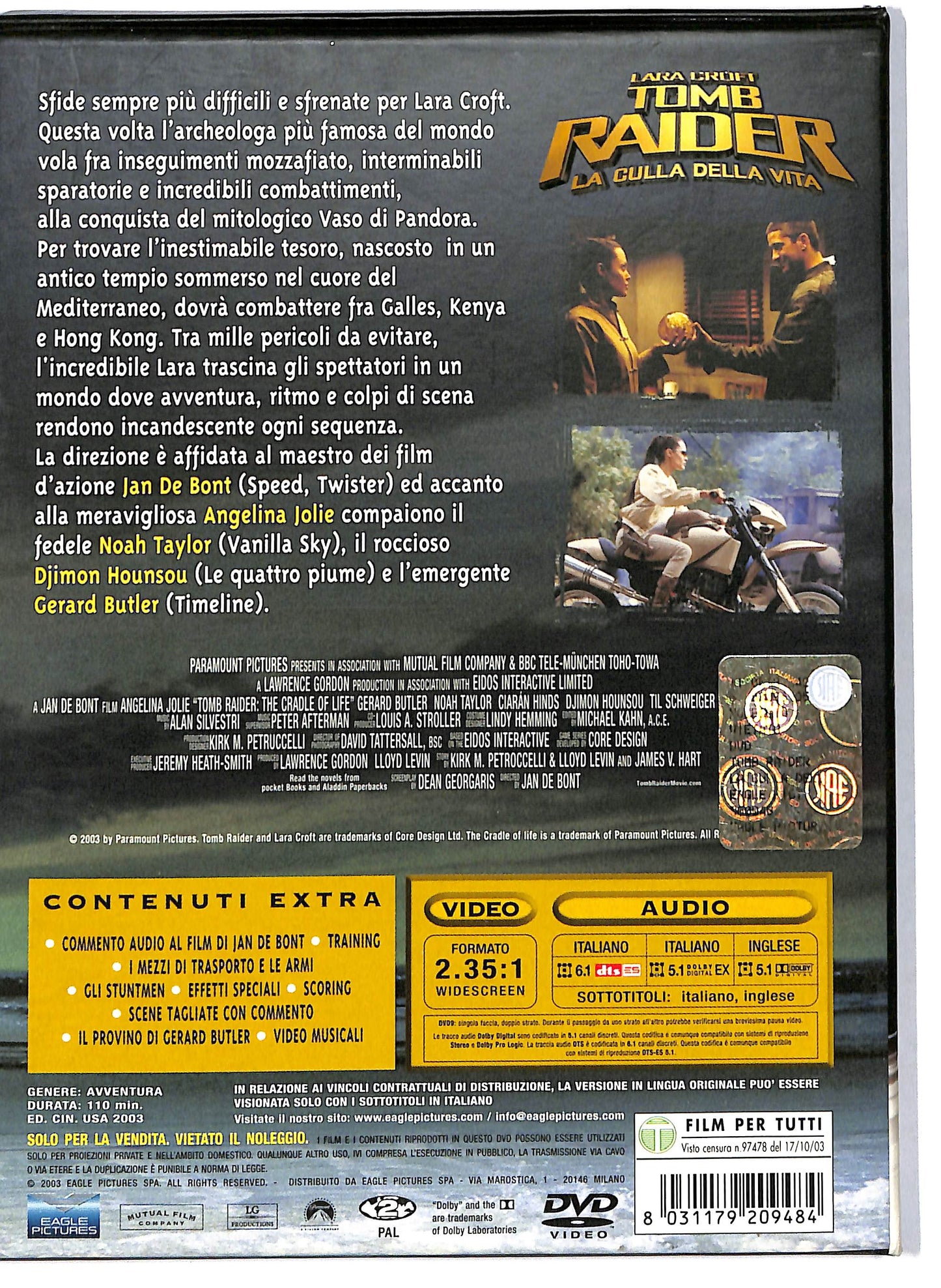 EBOND Tomb Raider - La culla della vita DIGIPACK DVD D708711