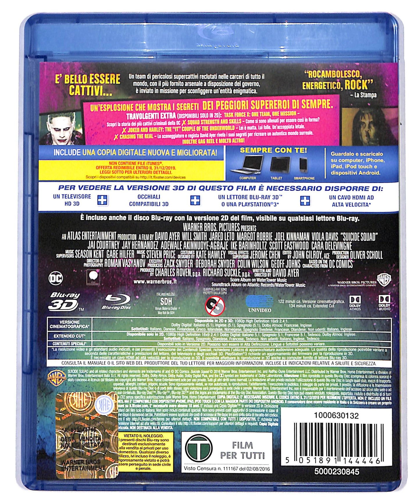 EBOND suicide squad 3D - BLURAY 3D + COPIA DIGITALE + BLURAY D709457