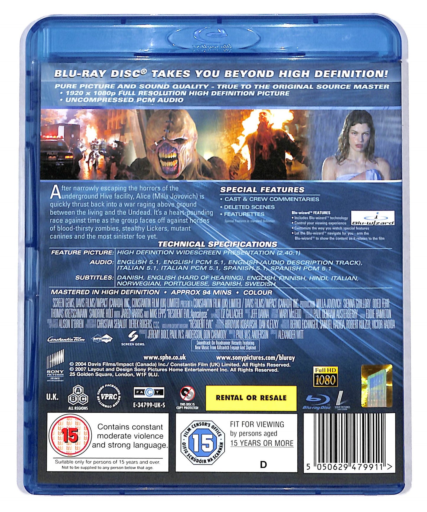 EBOND Resident Evil: Apocalypse UK Edition BLURAY D709532