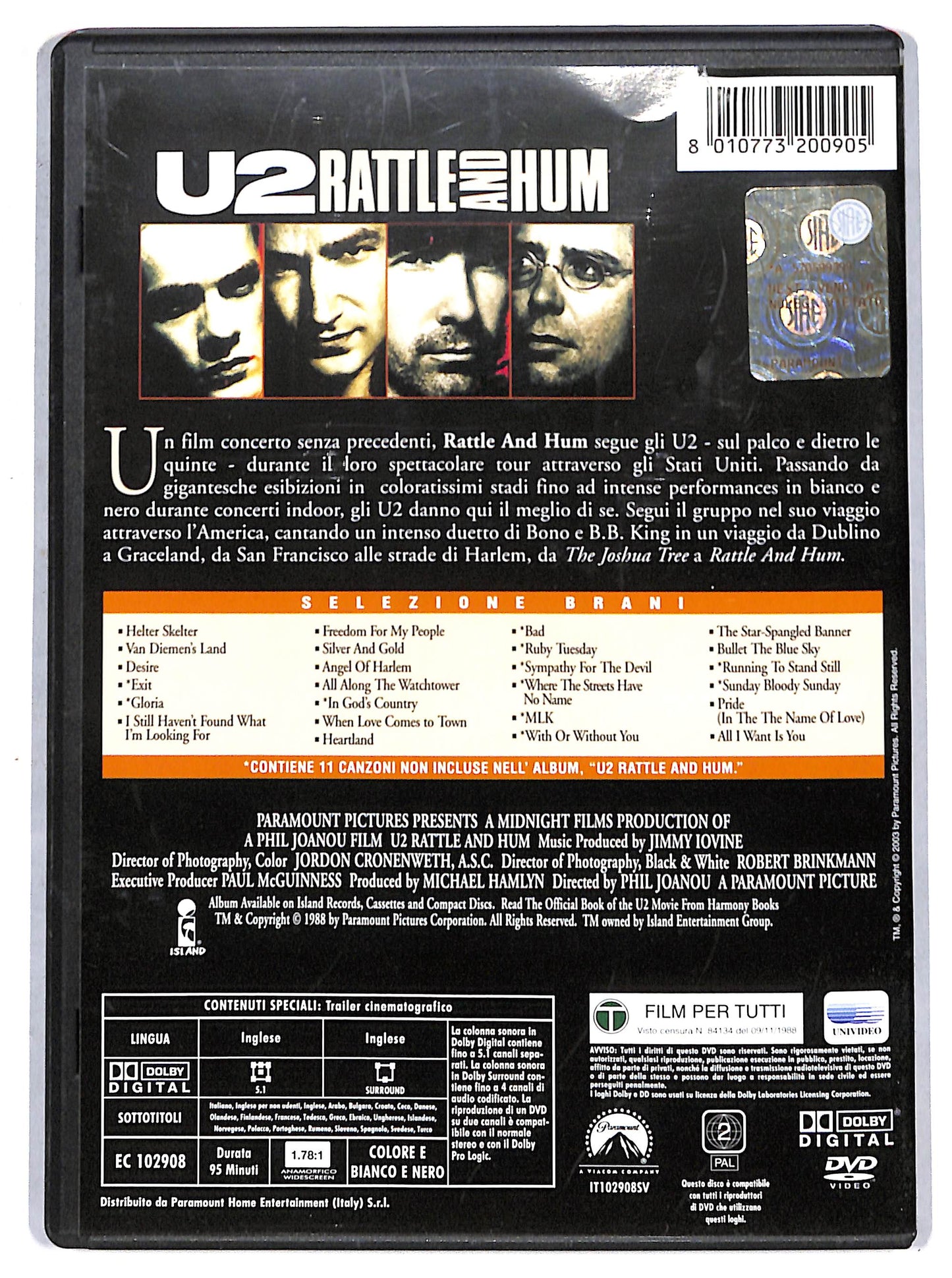 EBOND U2 Rattle and hum DVD D712520