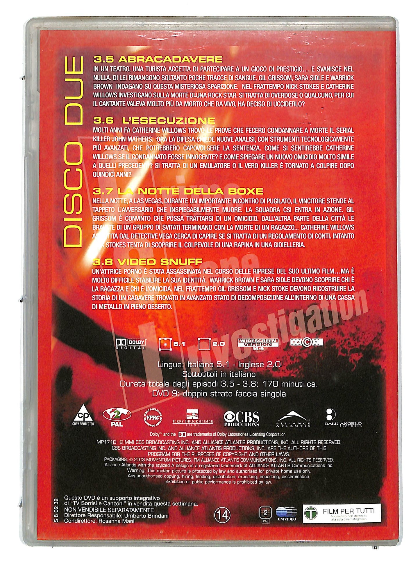 EBOND CSI:Crime scene investigation - Terza Stagione Disco 2 DVD D714229