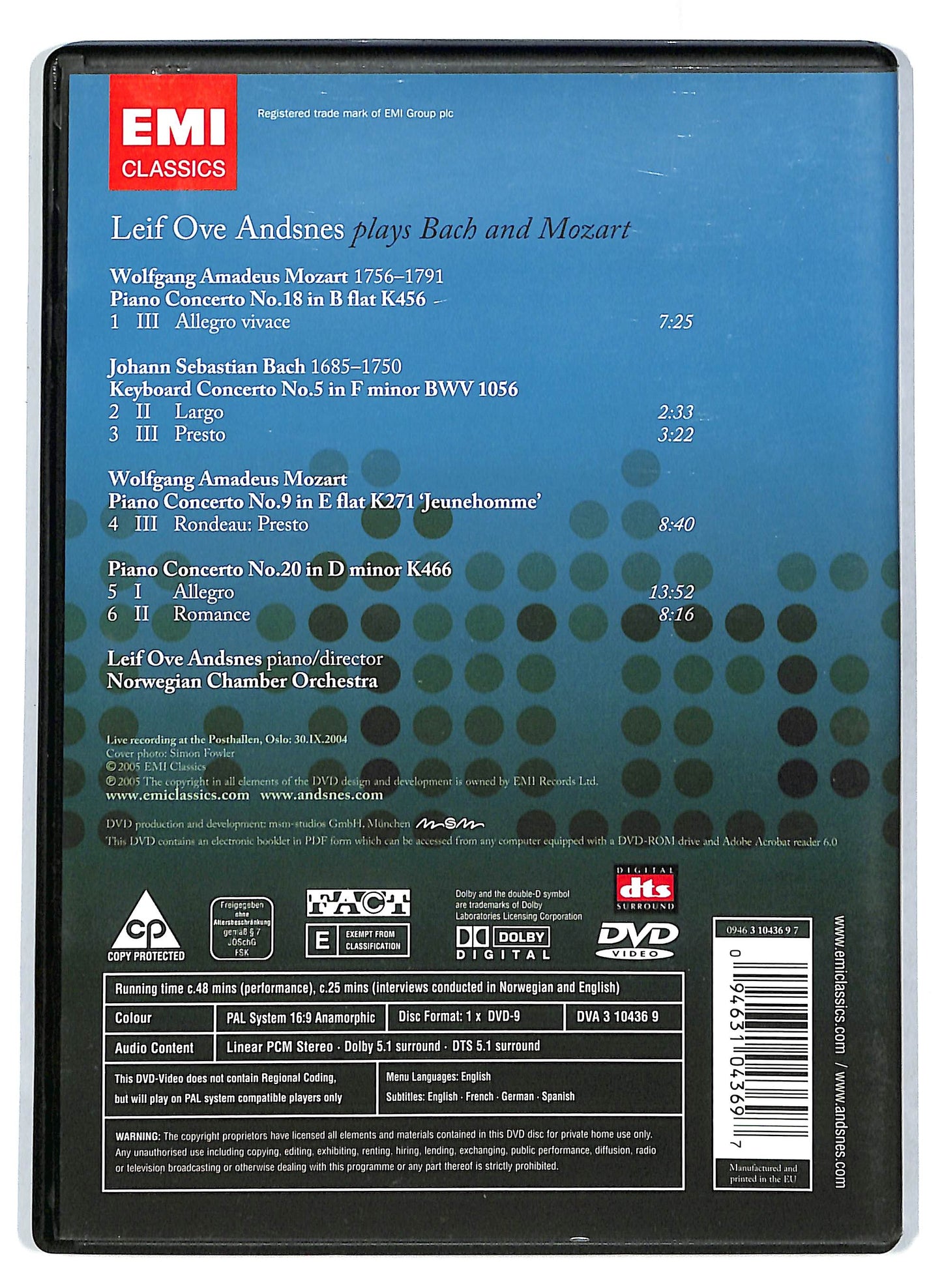 EBOND EMI Classic - Leif Ove Andsnes - Plays Bach e Mozart DVD D714712