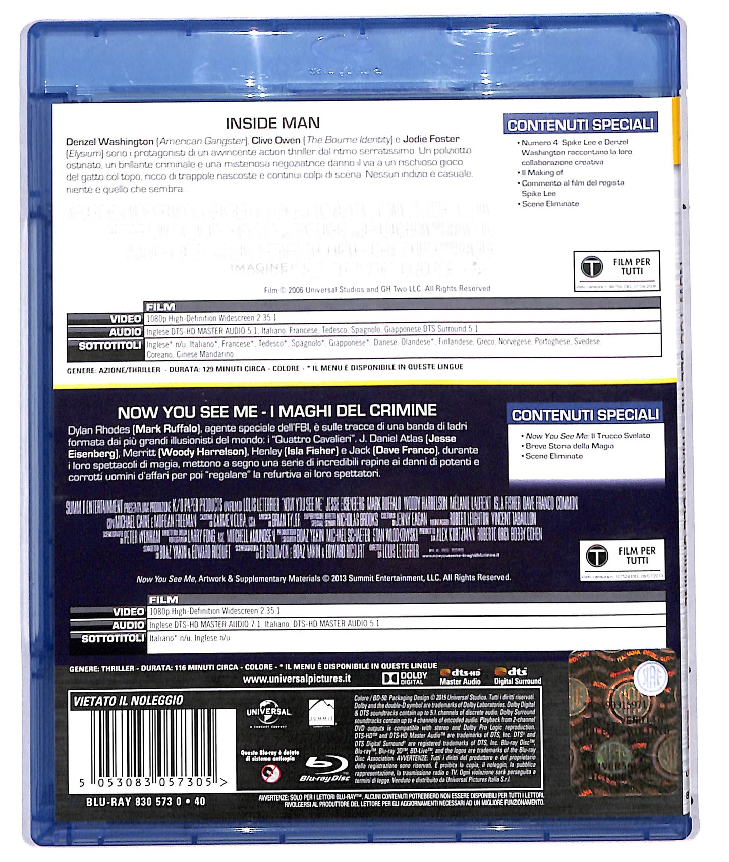 EBOND Inside Man + now you see me - double edition BLURAY D714907