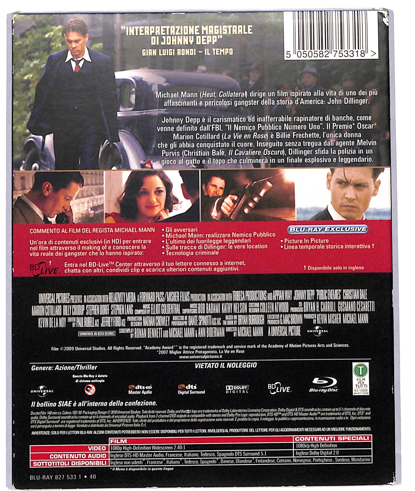 EBOND nemico pubblico - public enemies BLURAY D714957