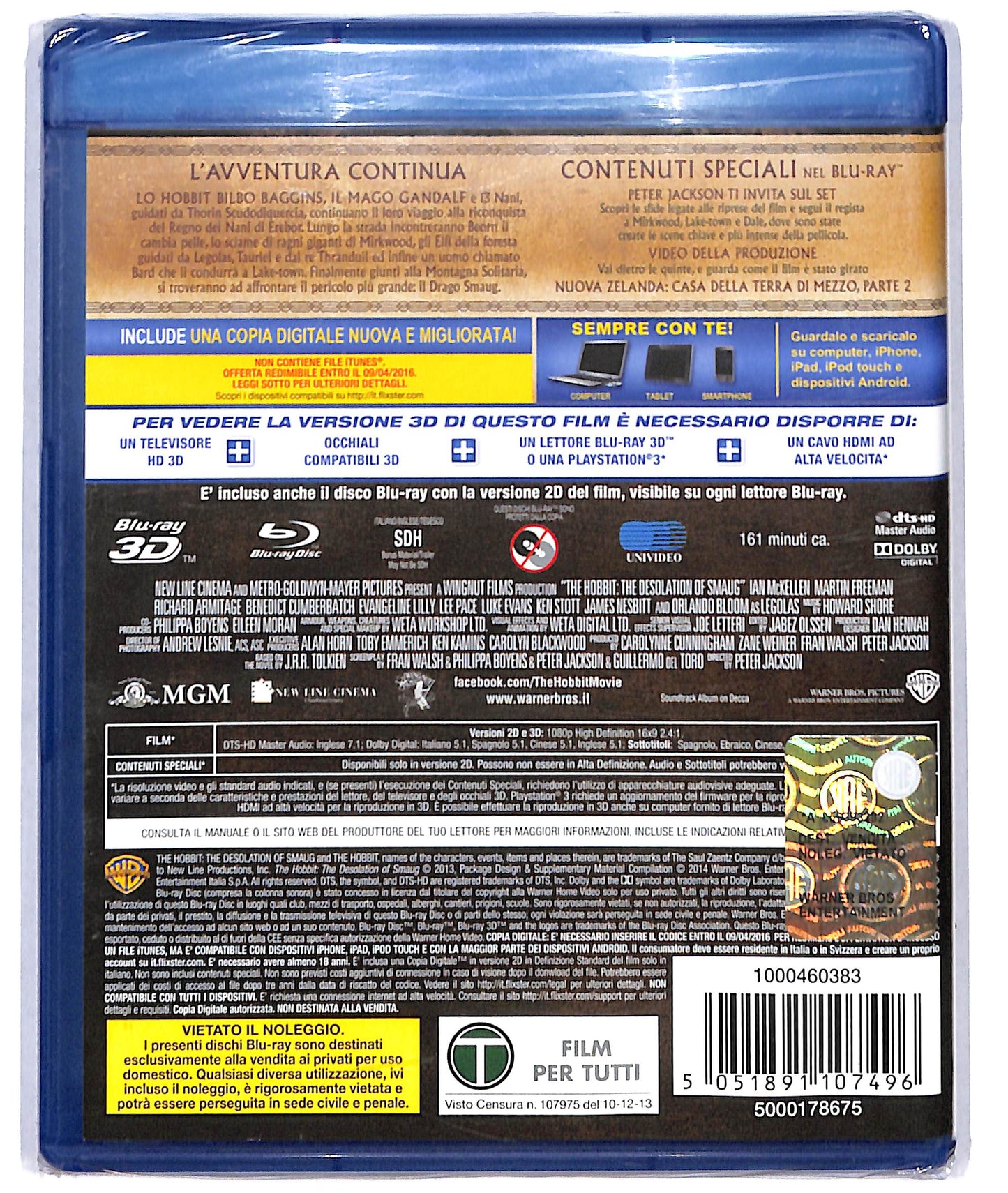 EBOND lo hobbit, la desolazione di smaug 3D BLURAY D715008