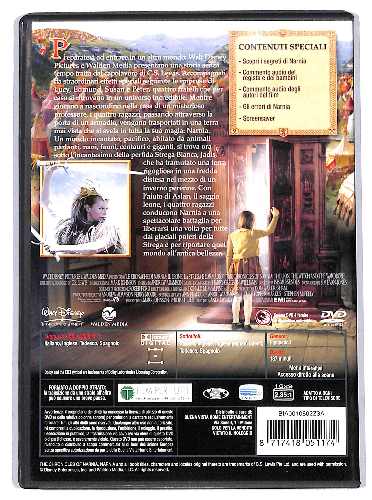 EBOND le cronache di narnia, il leone la strega e l'armadio DVD D715134