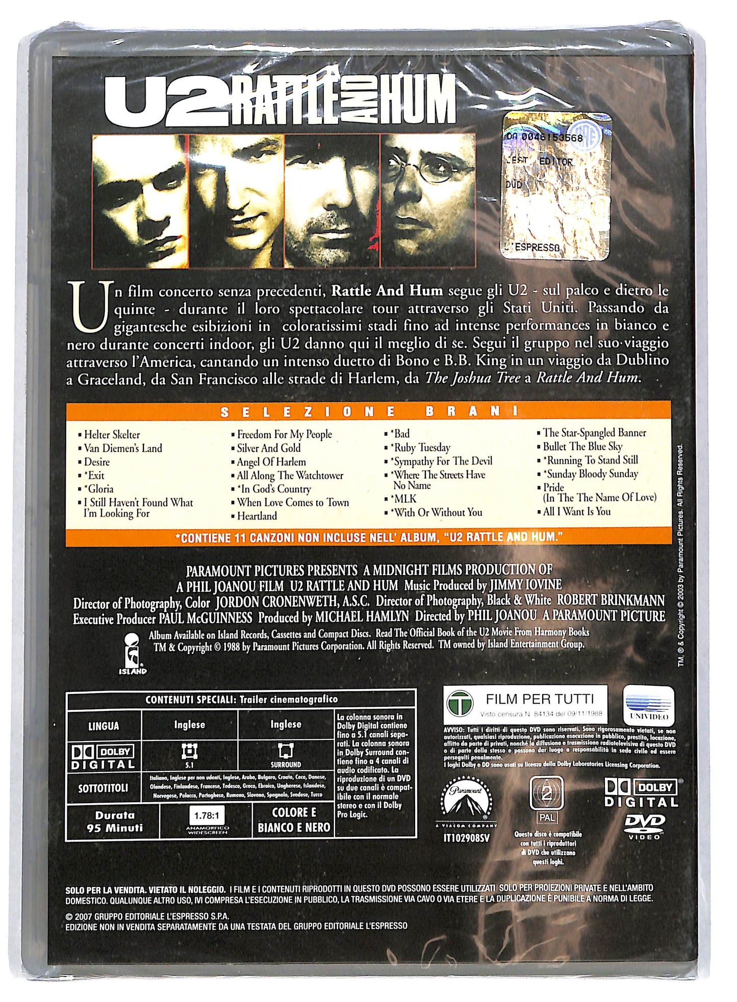 EBOND U2 – Rattle And Hum EDITORIALE DVD D720318