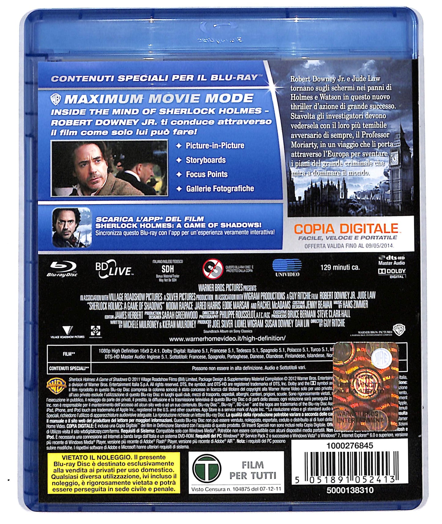 EBOND Sherlock Holmes - Gioco di ombre BLURAY D723815