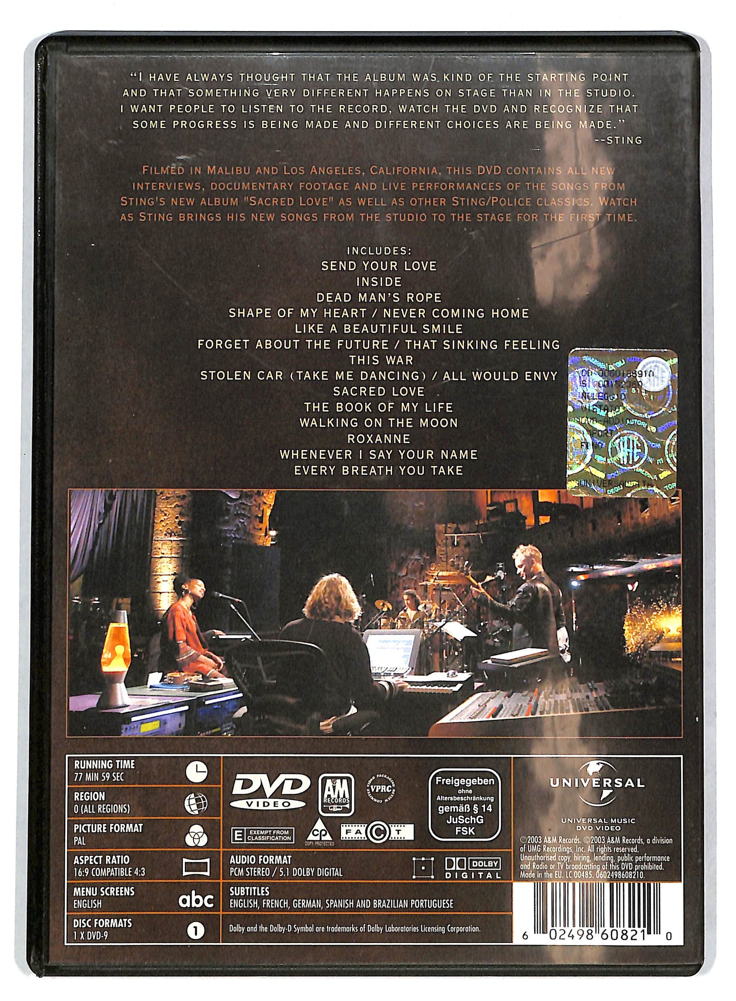 EBOND Sting - Inside the Songs of Sacred Love - no ita DVD D727630