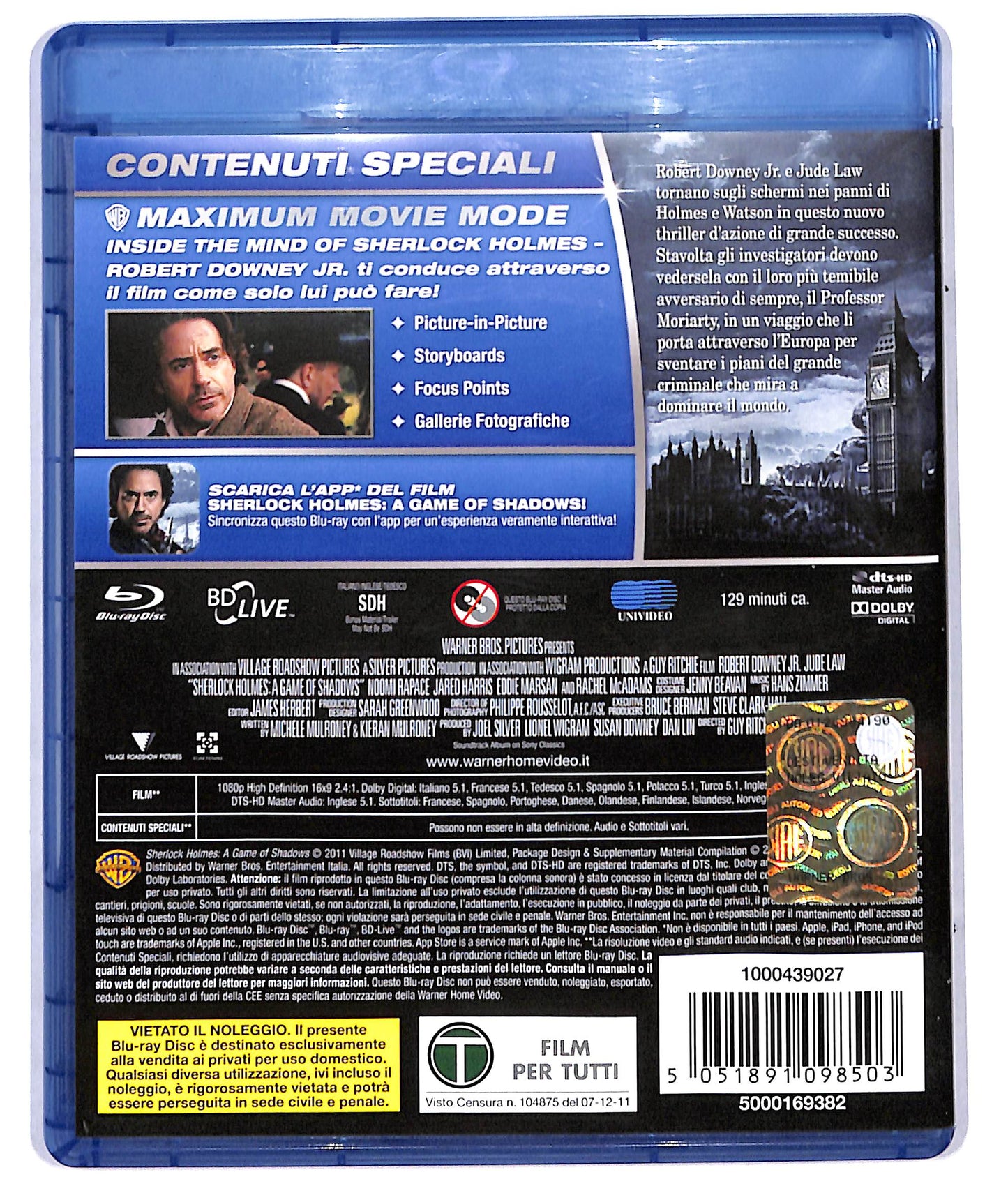 EBOND Sherlock Holmes - Gioco di ombre BLURAY D728254