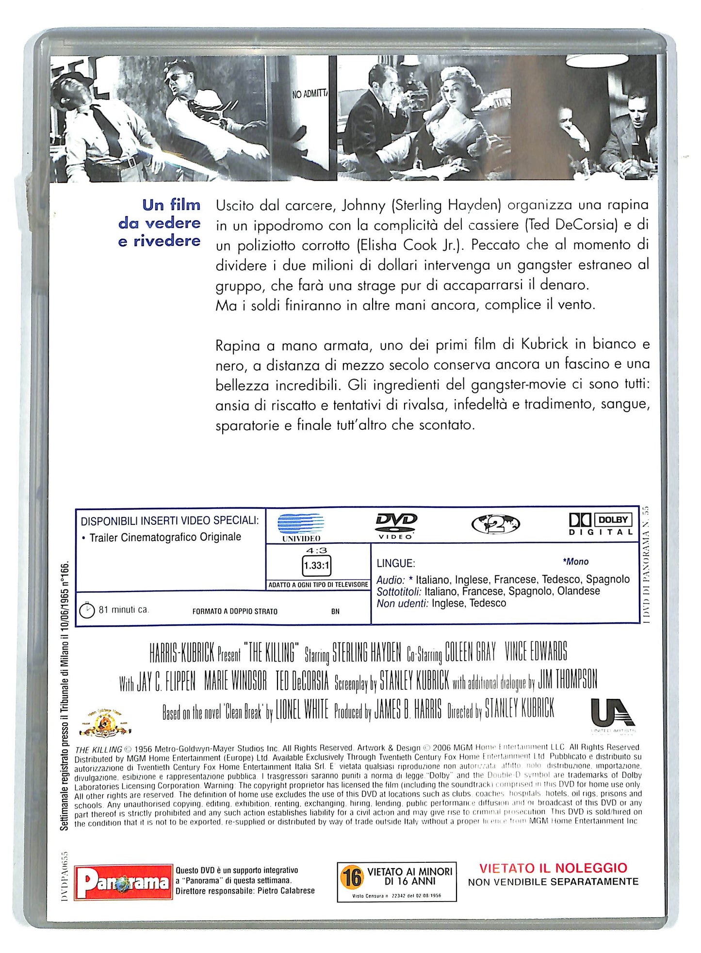 EBOND Rapina a Mano Armata Di Stanley Kubrick DVD  Editoriale EDITORIALE D729661