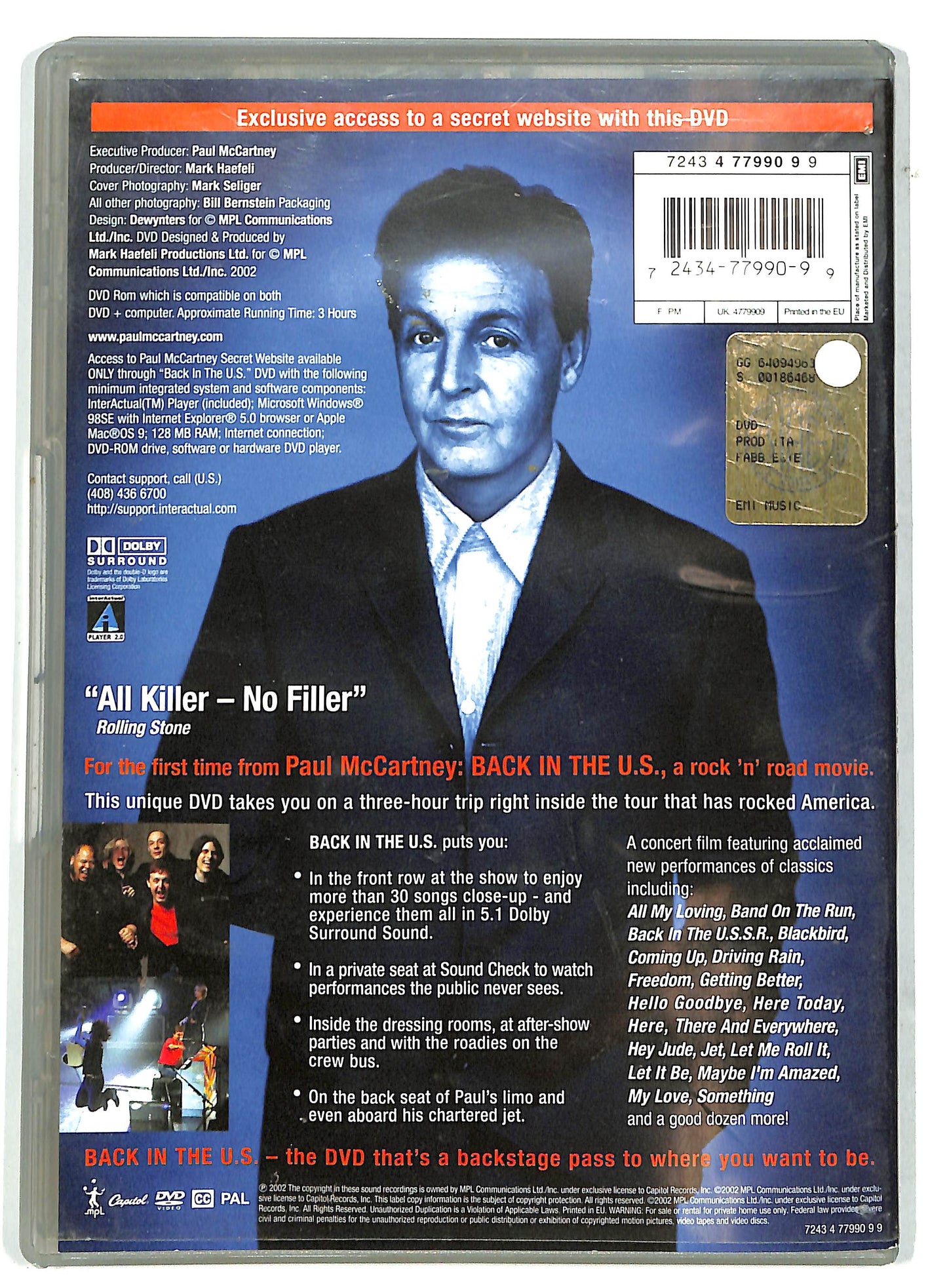 EBOND Back in the US concert film - Paul mccartney DVD D731155