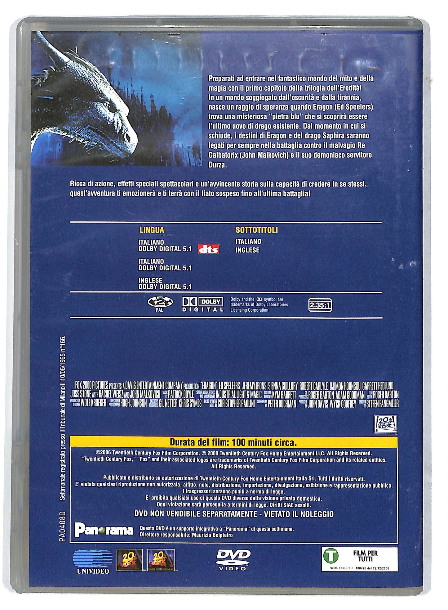 EBOND Eragon DVD Editoriale EDITORIALE D733002