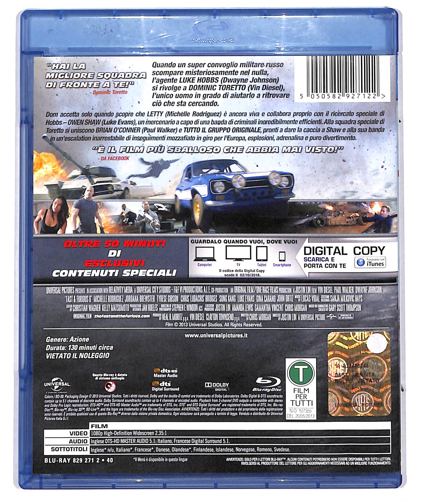 EBOND fast e furious 6 - BLU RAY + DIGITAL COPY DVD BLURAY D733522