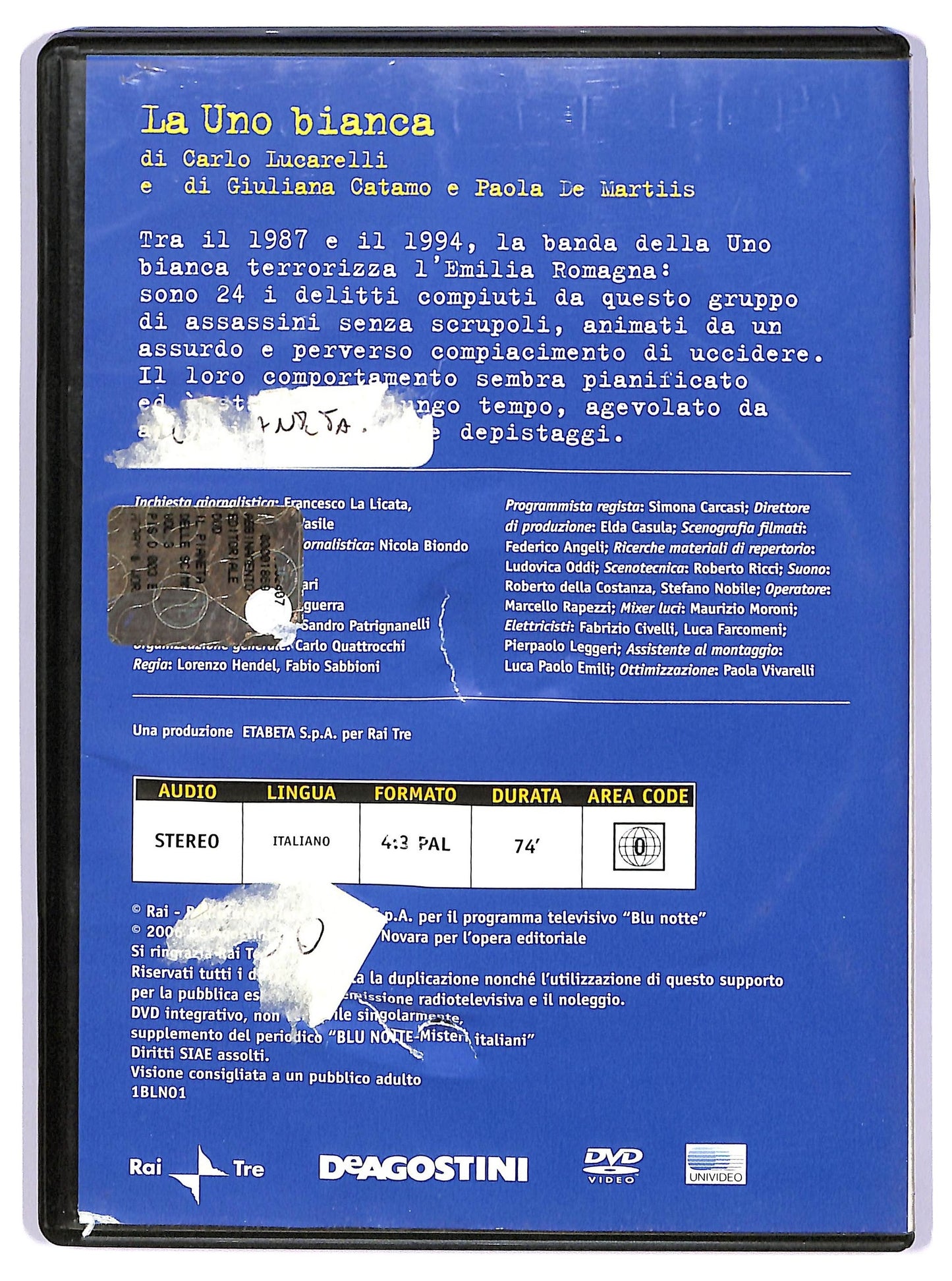 EBOND Blu notte - misteri italiani - La uno bianca EDITORIALE DVD D734515