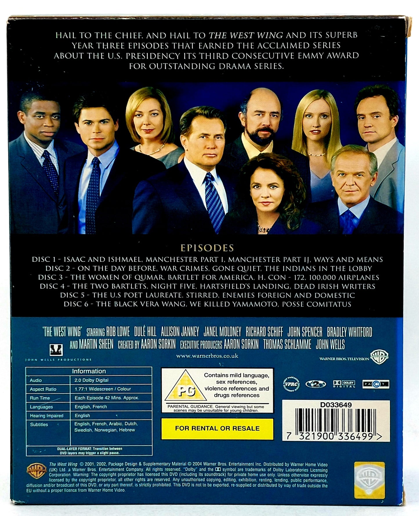 EBOND West Wing The Complete Season 3 Uk Edition (6 dischi) - Box DVD D735003