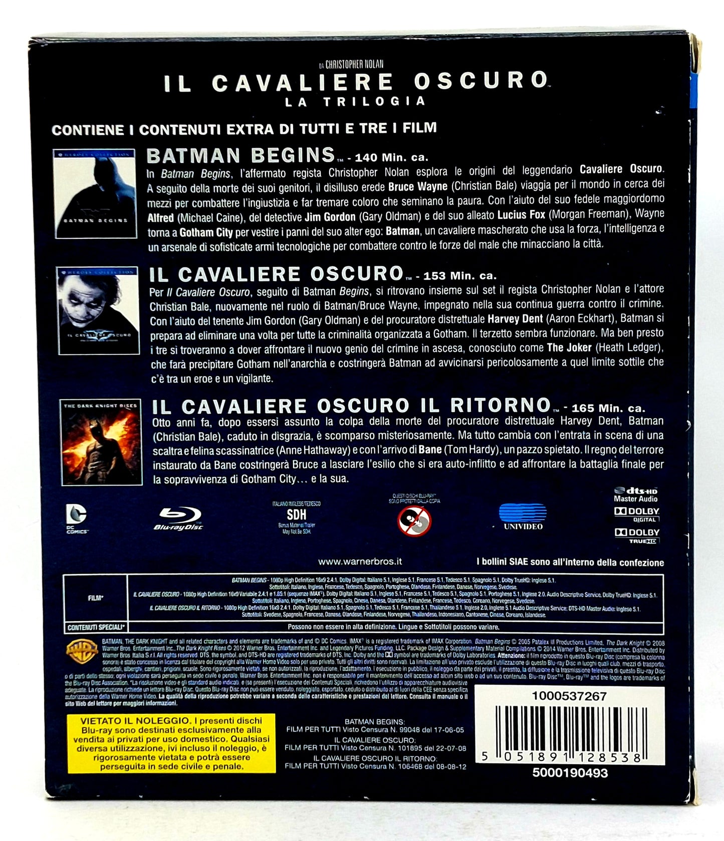 EBOND Il Cavaliere Oscuro La trilogia 3 dischi - Cofanetto  BLURAY D735105