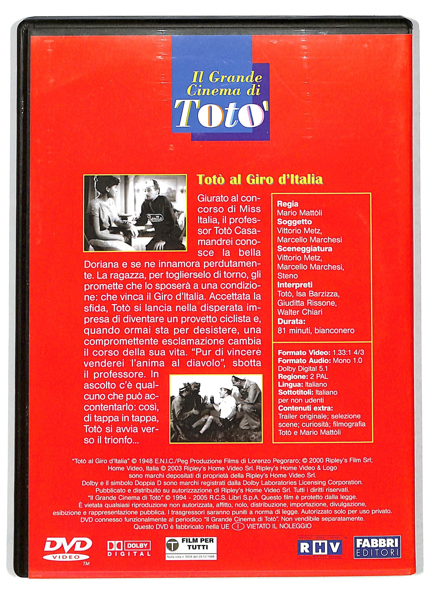 EBOND Il Grande Cinema Di Toto - Toto Al Giro D'italia EDITORIALE DVD D735516