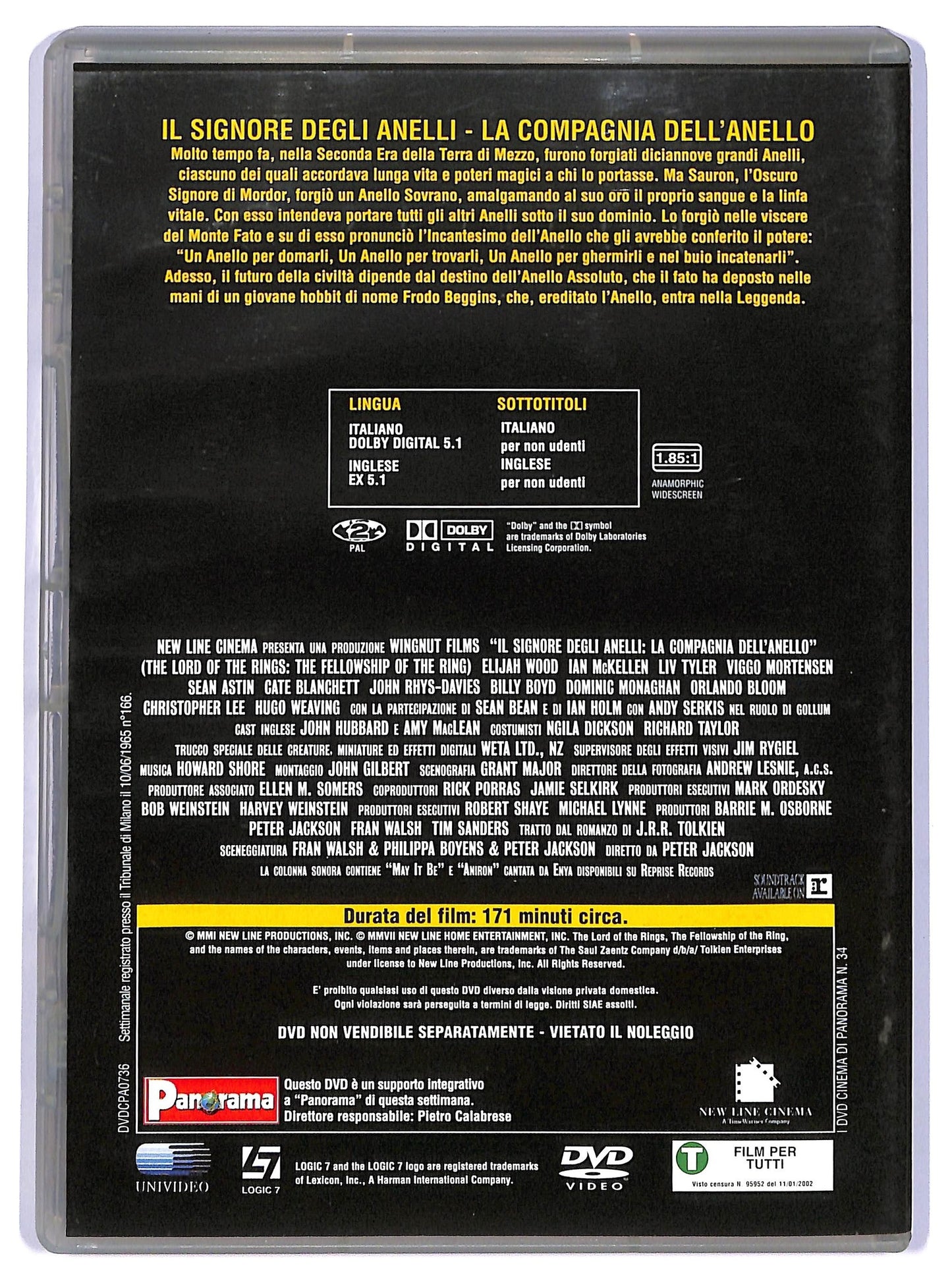 EBOND Il Signore degli Anelli - La Compagnia dell'Anello  EDITORIALE  DVD D736853