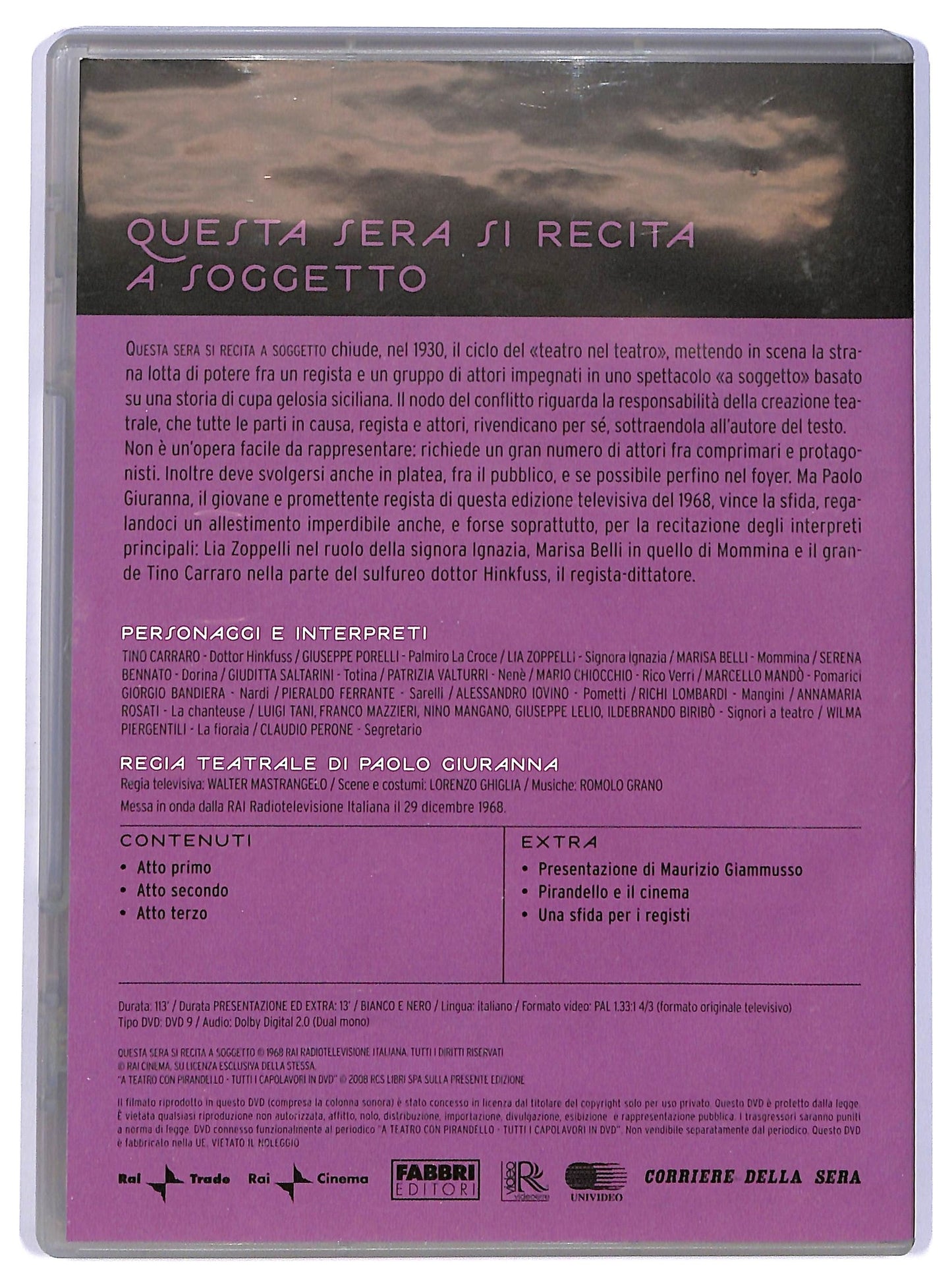 EBOND Questa Sera Si Recita a Soggetto - Pirandello n 8 EDITORIALE DVD D737950