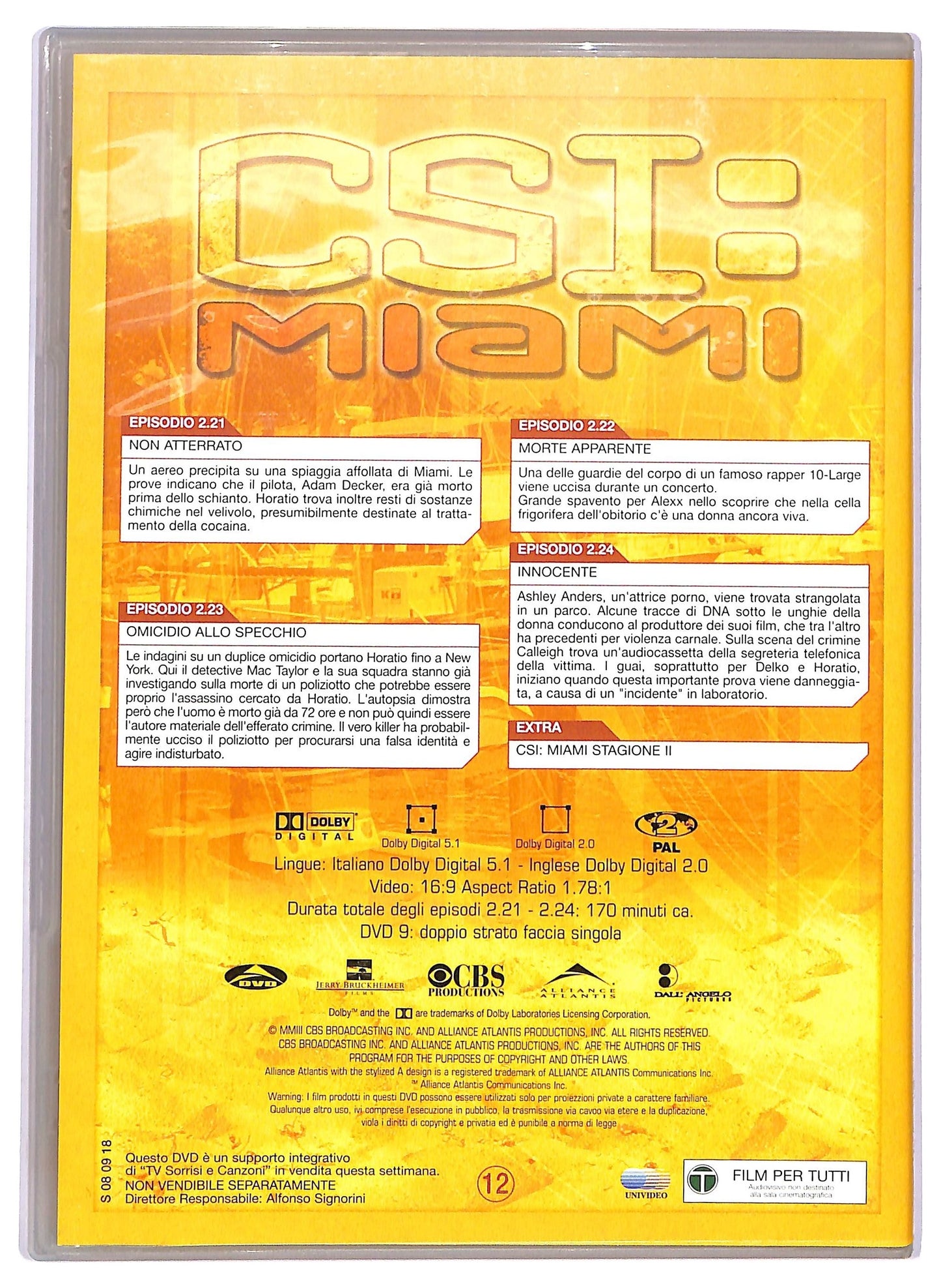 EBOND CSI Miami Seconda Stagione Pisodi 21-24 EDITORIALE DVD D739922