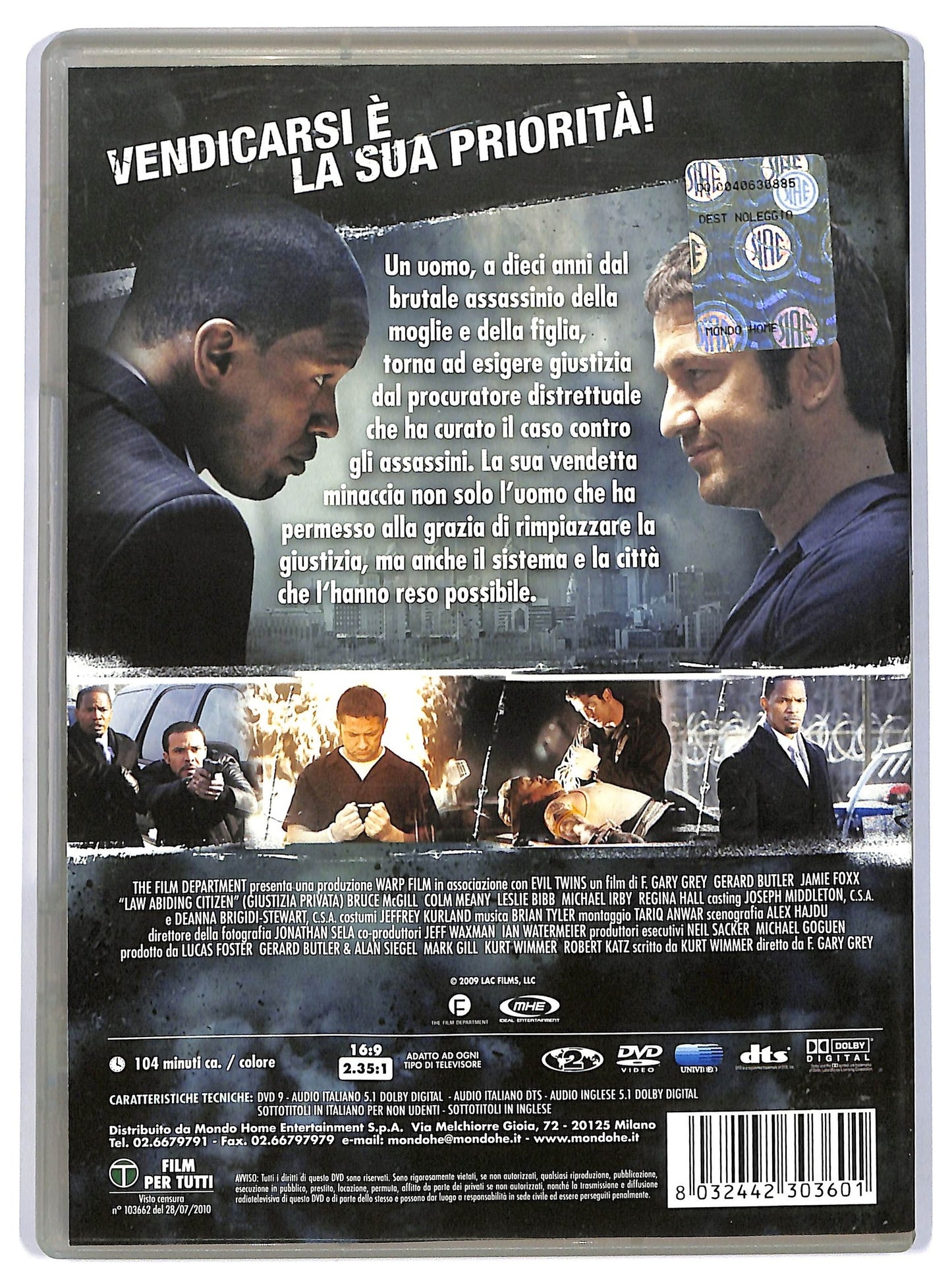 EBOND Giustizia Privata Con Gerard Butler, Jamie Foxx DVD Ex Noleggio D743155