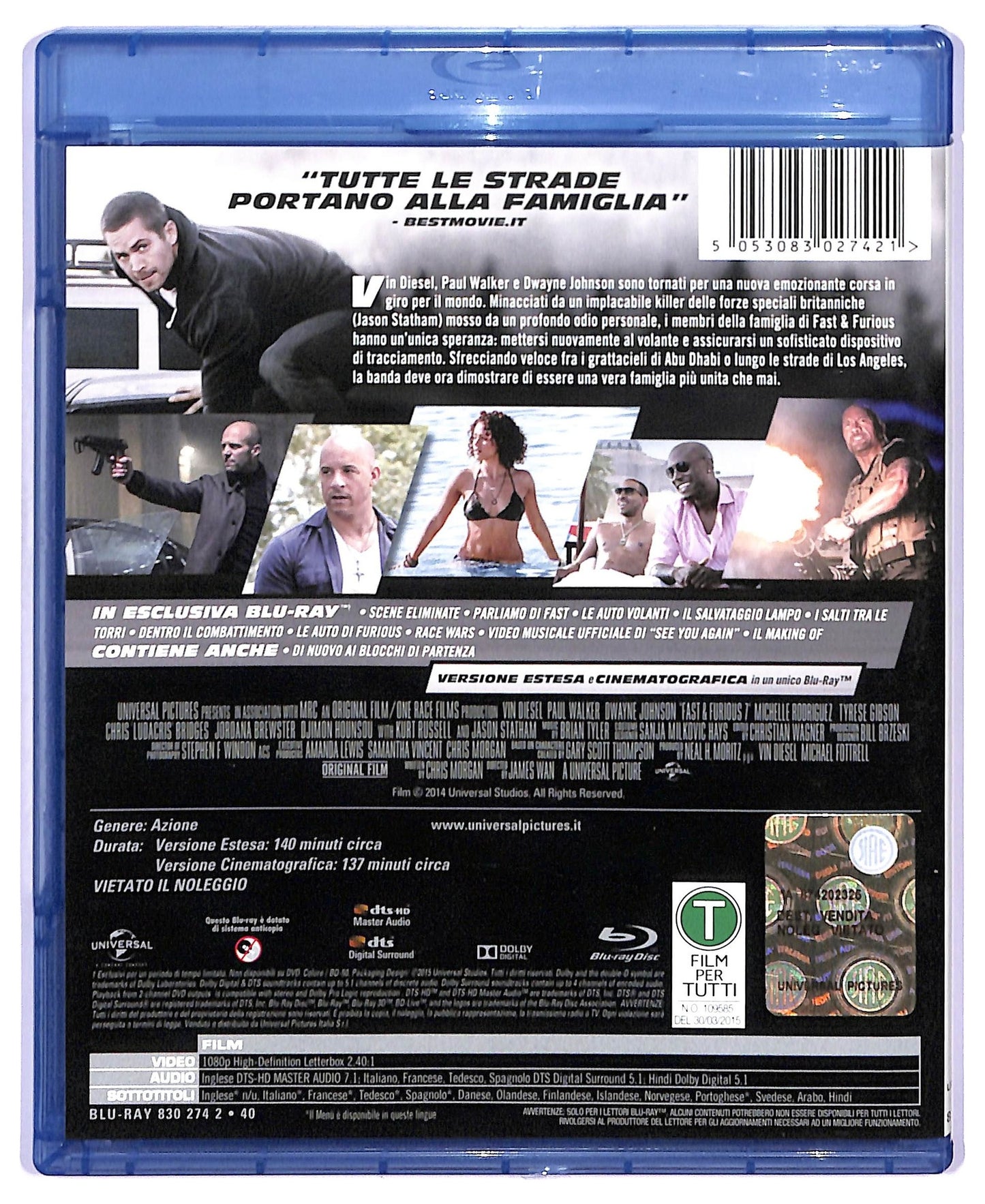 EBOND Fast & Furious 7  versione estesa BLURAY D744043