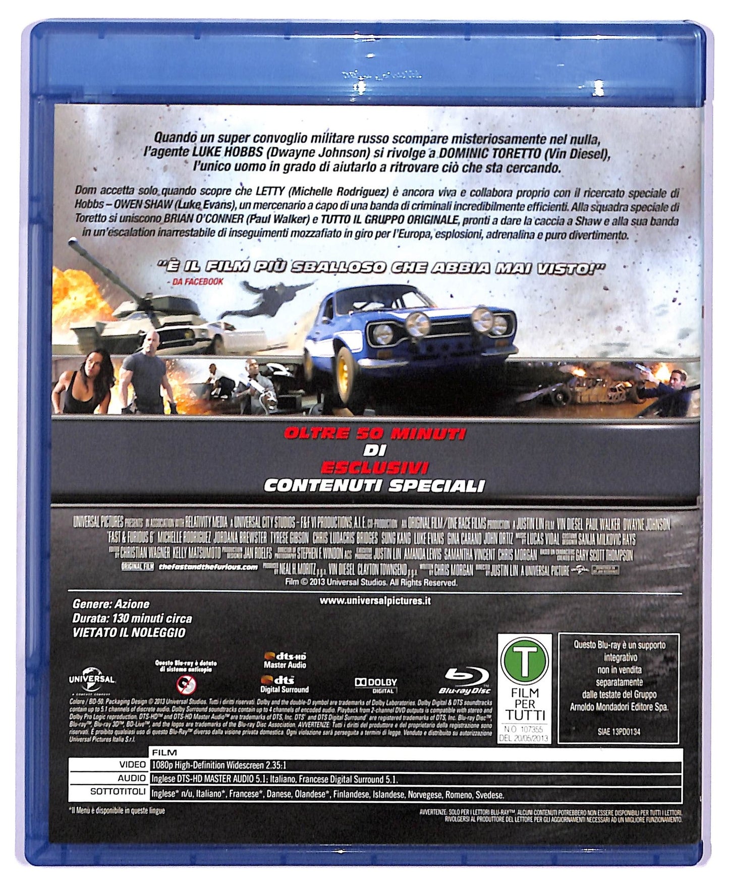 EBOND Fast e Furious 6  EDITORIALE BLURAY D744441