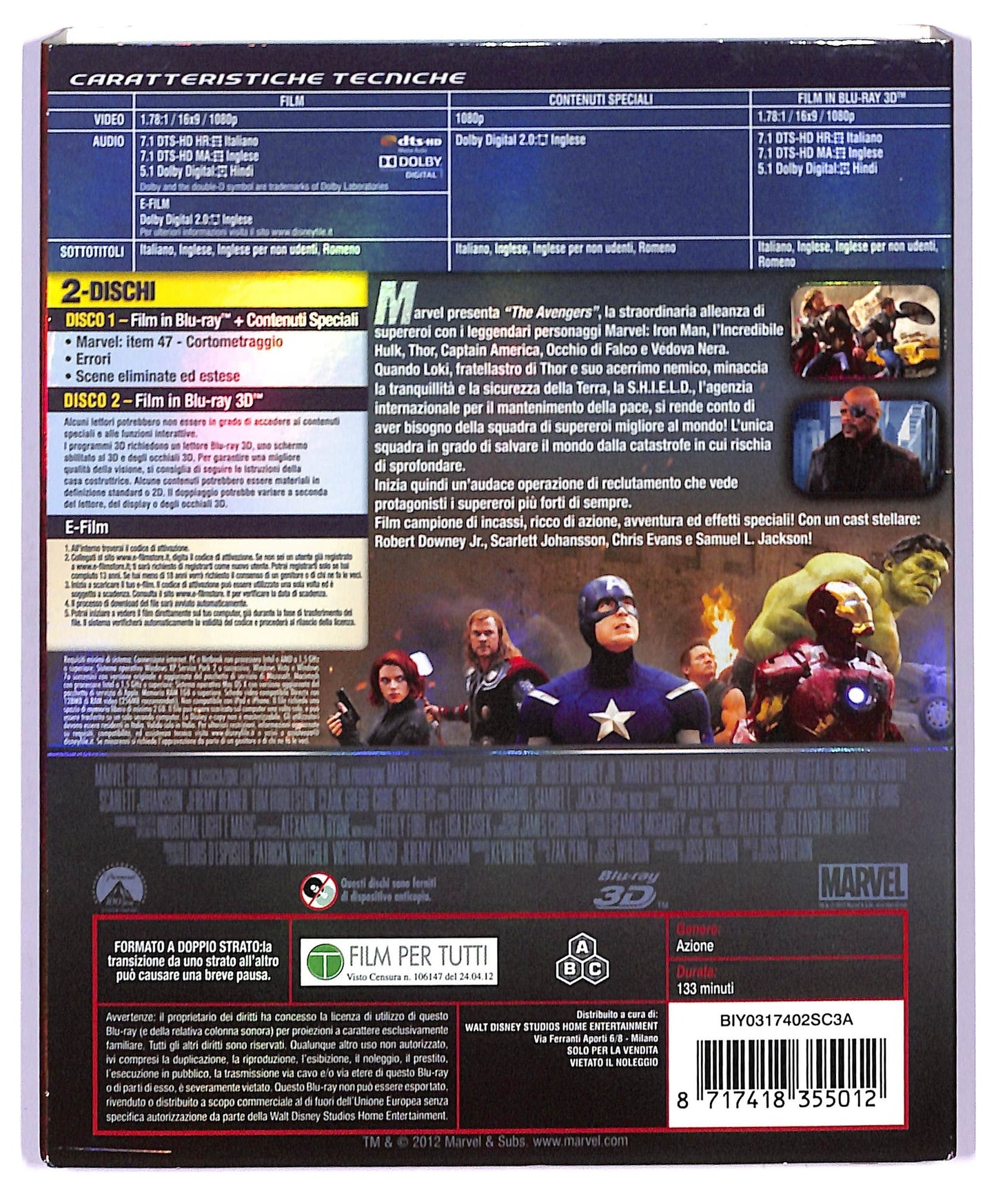 EBOND The Avengers BLURAY 3D + E-FILM + BLURAY D744444